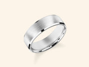6mm Beveled Edge Wedding Band - Matte Brushed