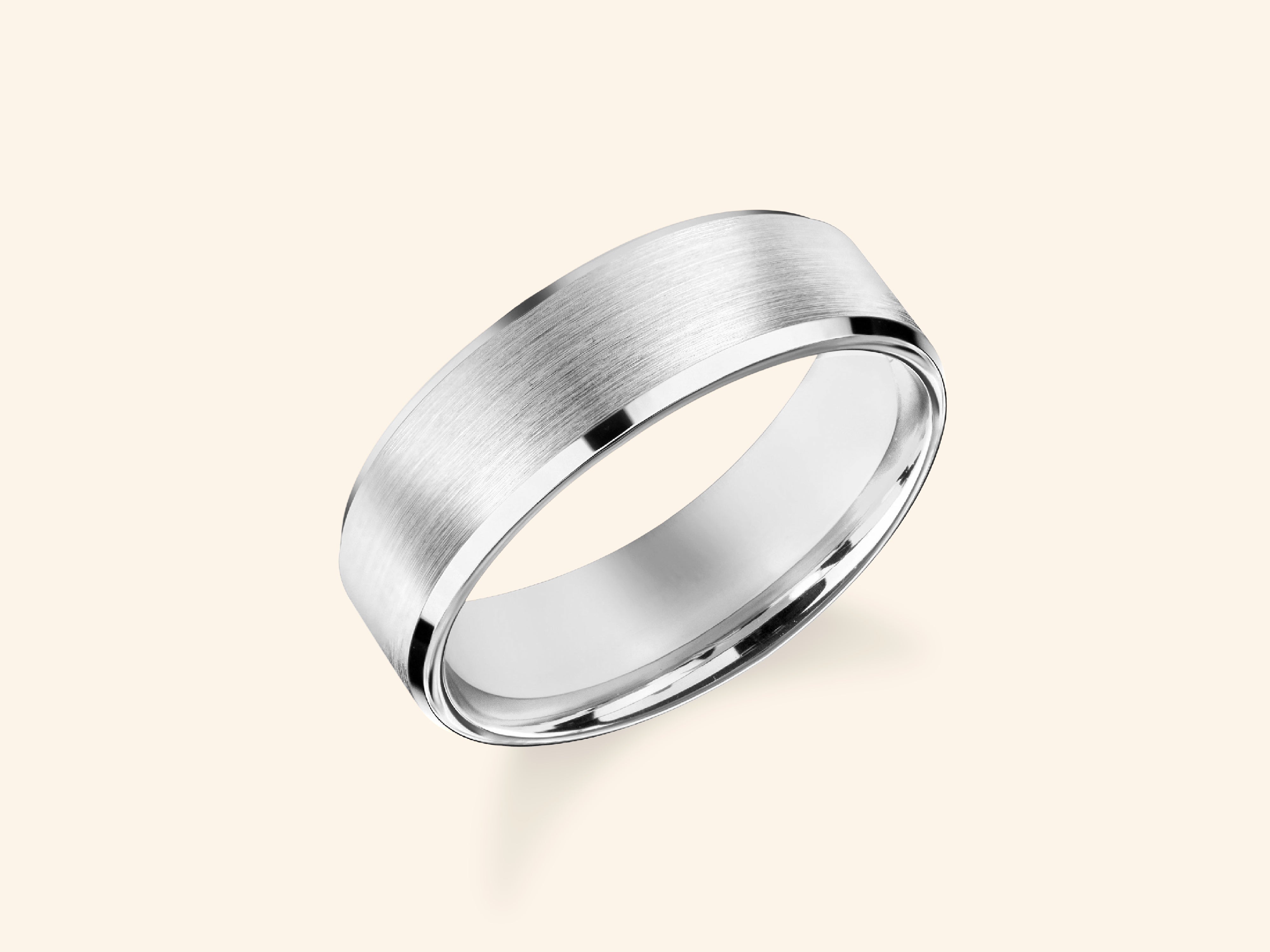 6mm Beveled Edge Wedding Band - Matte Brushed