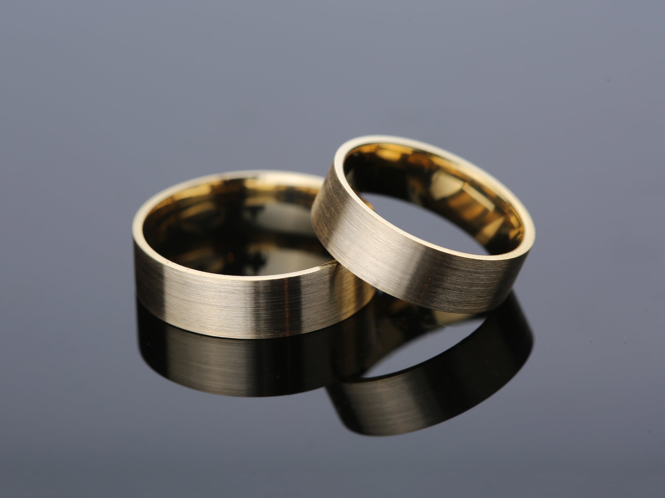 Brushed gold wedding bands from jewelry collection