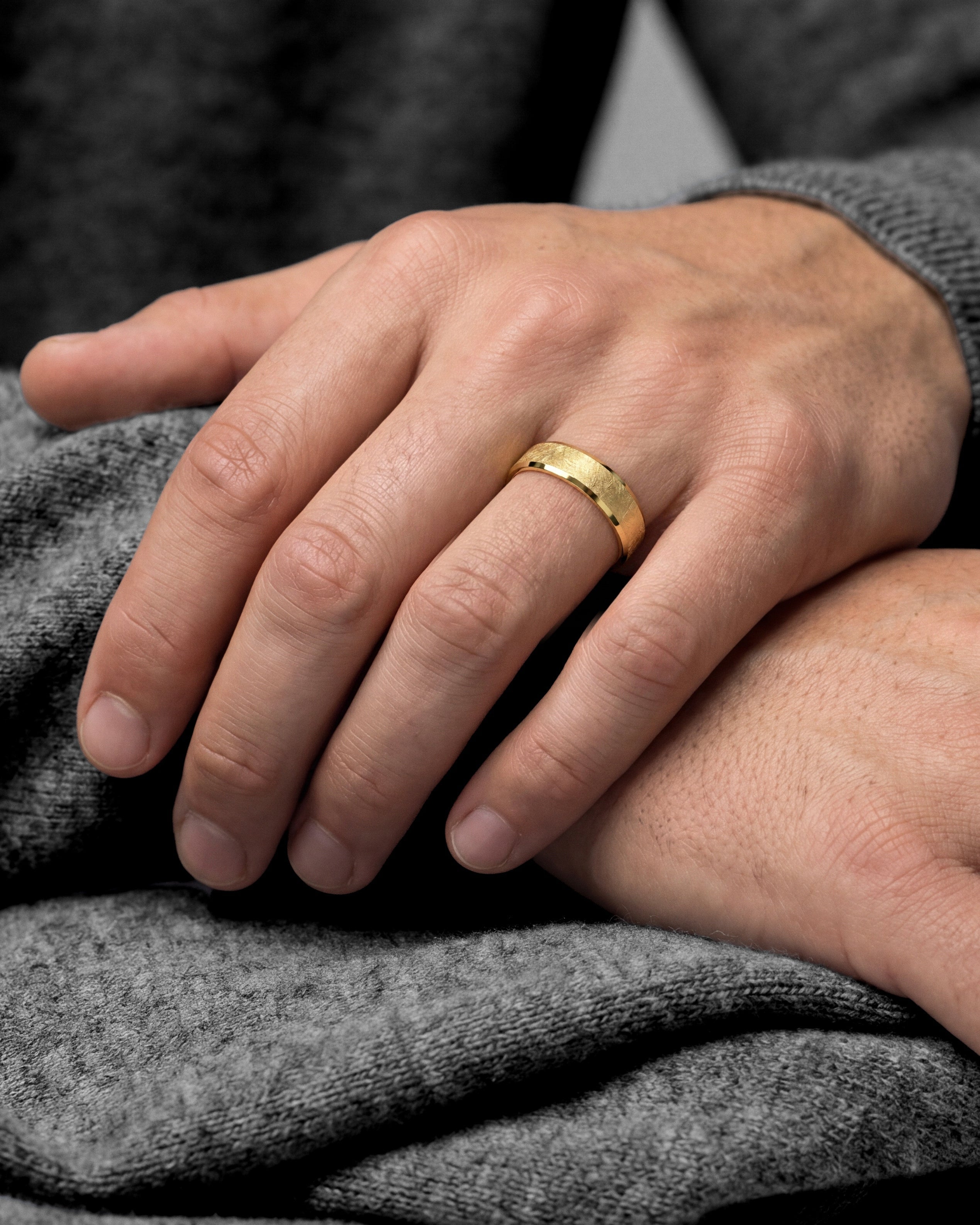 6mm Beveled Edge Wedding Band with Ice Matte Finish