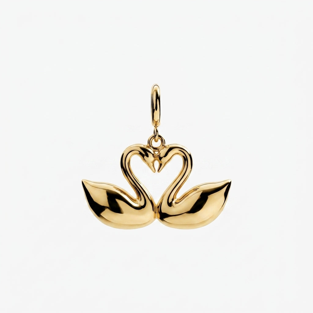 Curled Cat Heart Charm on a necklace chain