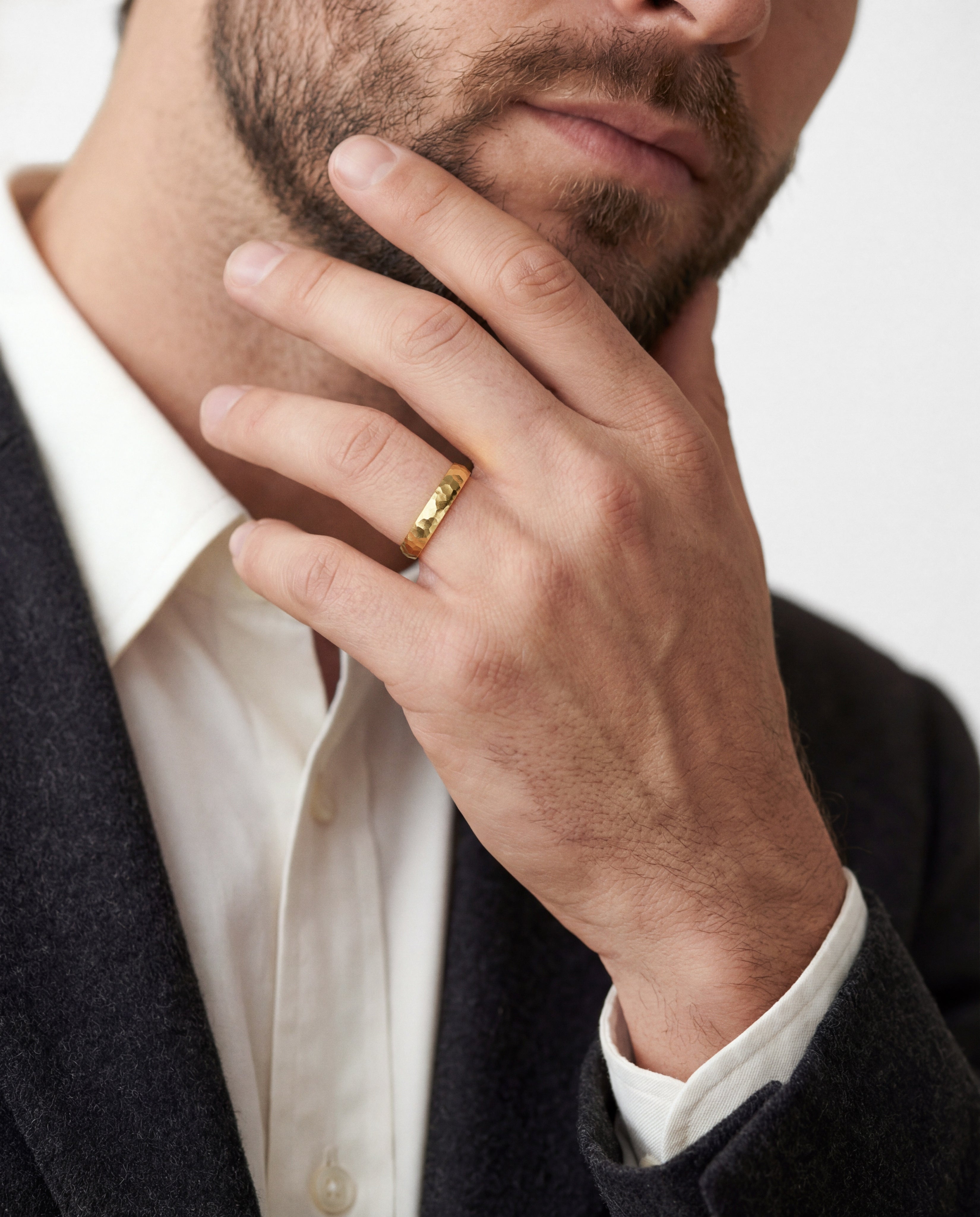 4mm Hammered Dome Wedding Band