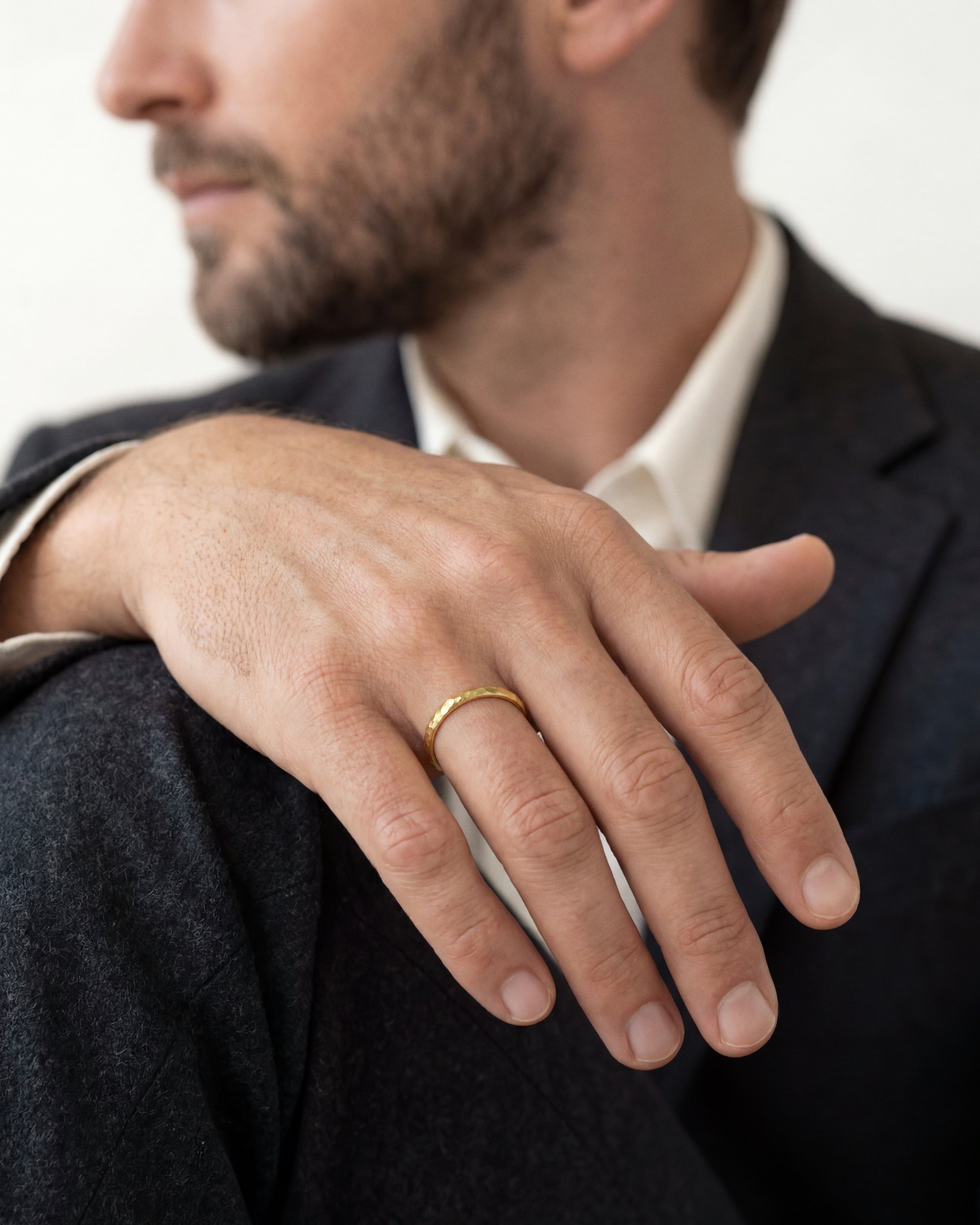 2mm Hammered Dome Wedding Band