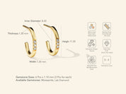 Three Stone Huggie Earrings