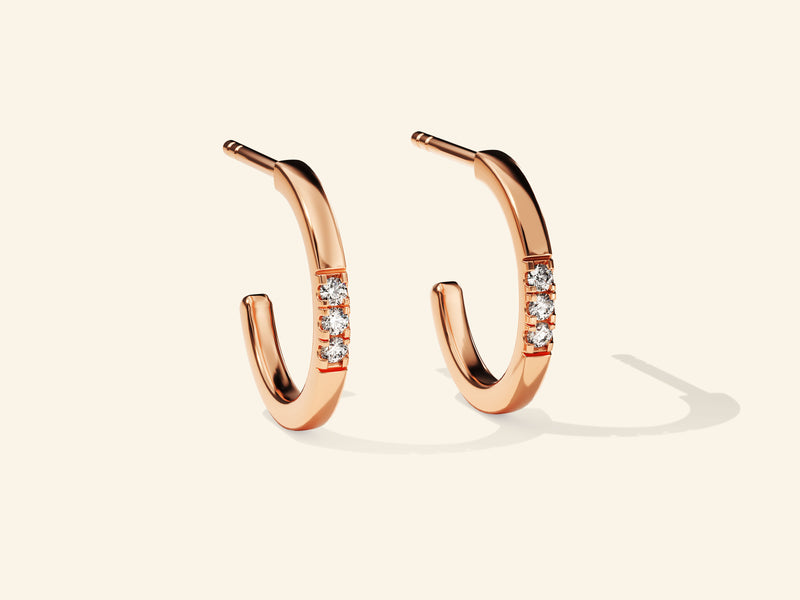 Three Stone Huggie Earrings