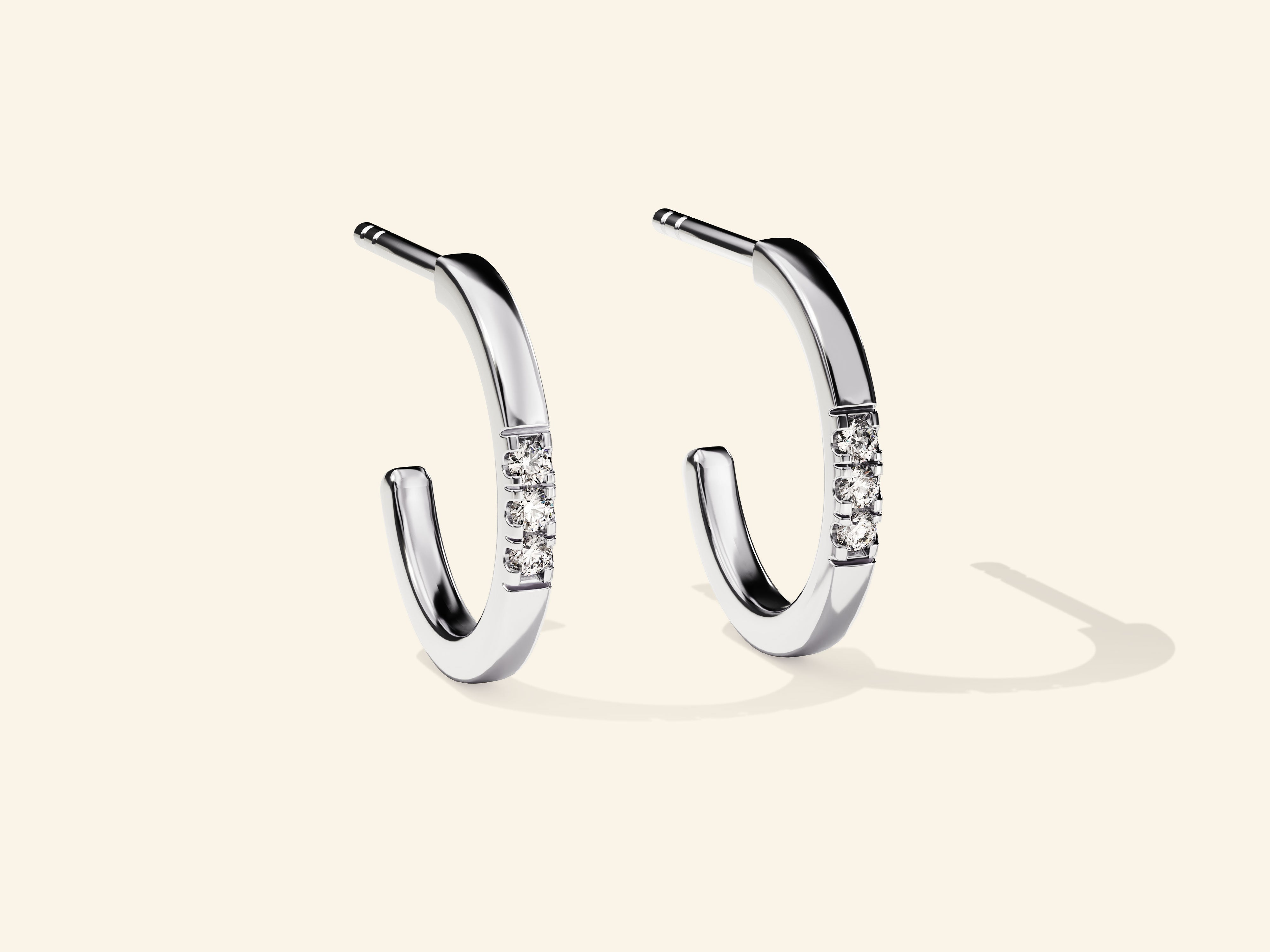 Three Stone Huggie Earrings