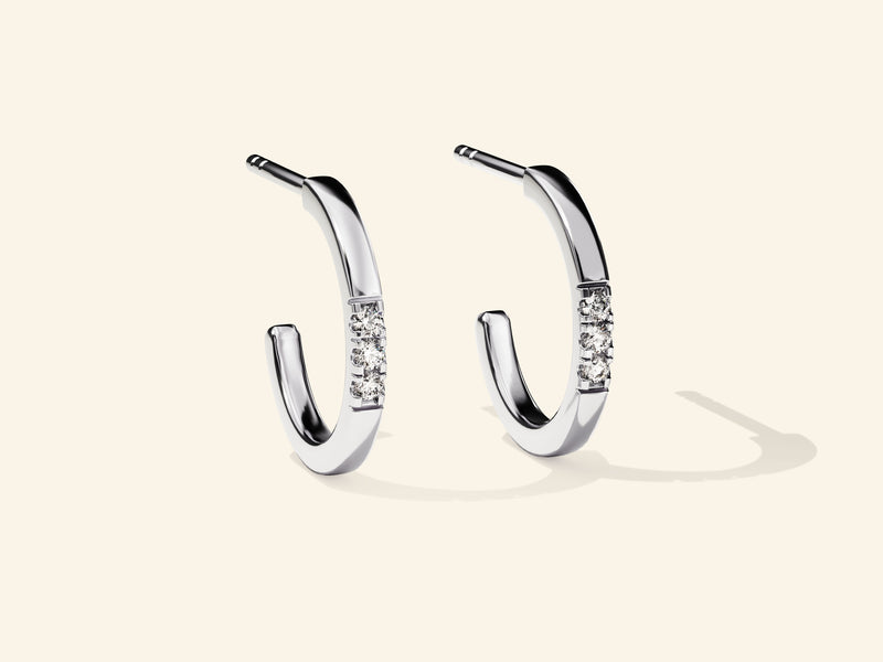 Three Stone Huggie Earrings