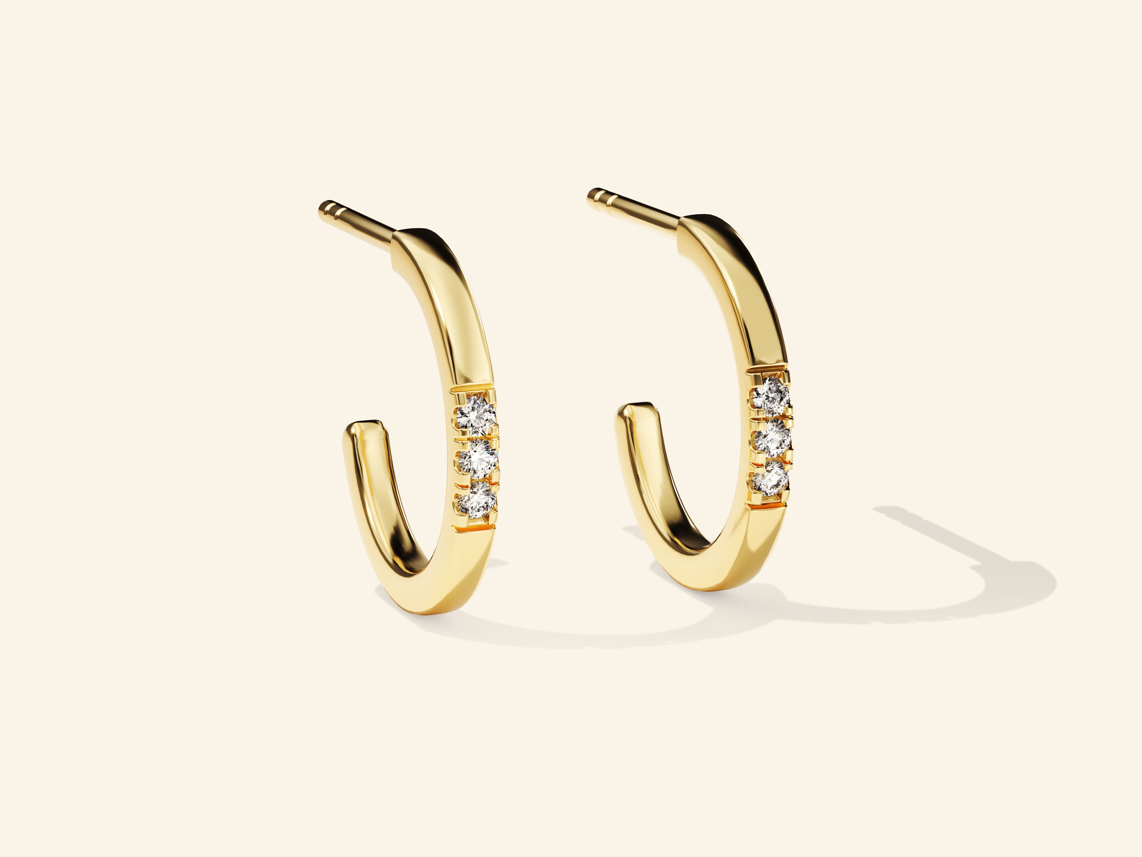 Three Stone Huggie Earrings