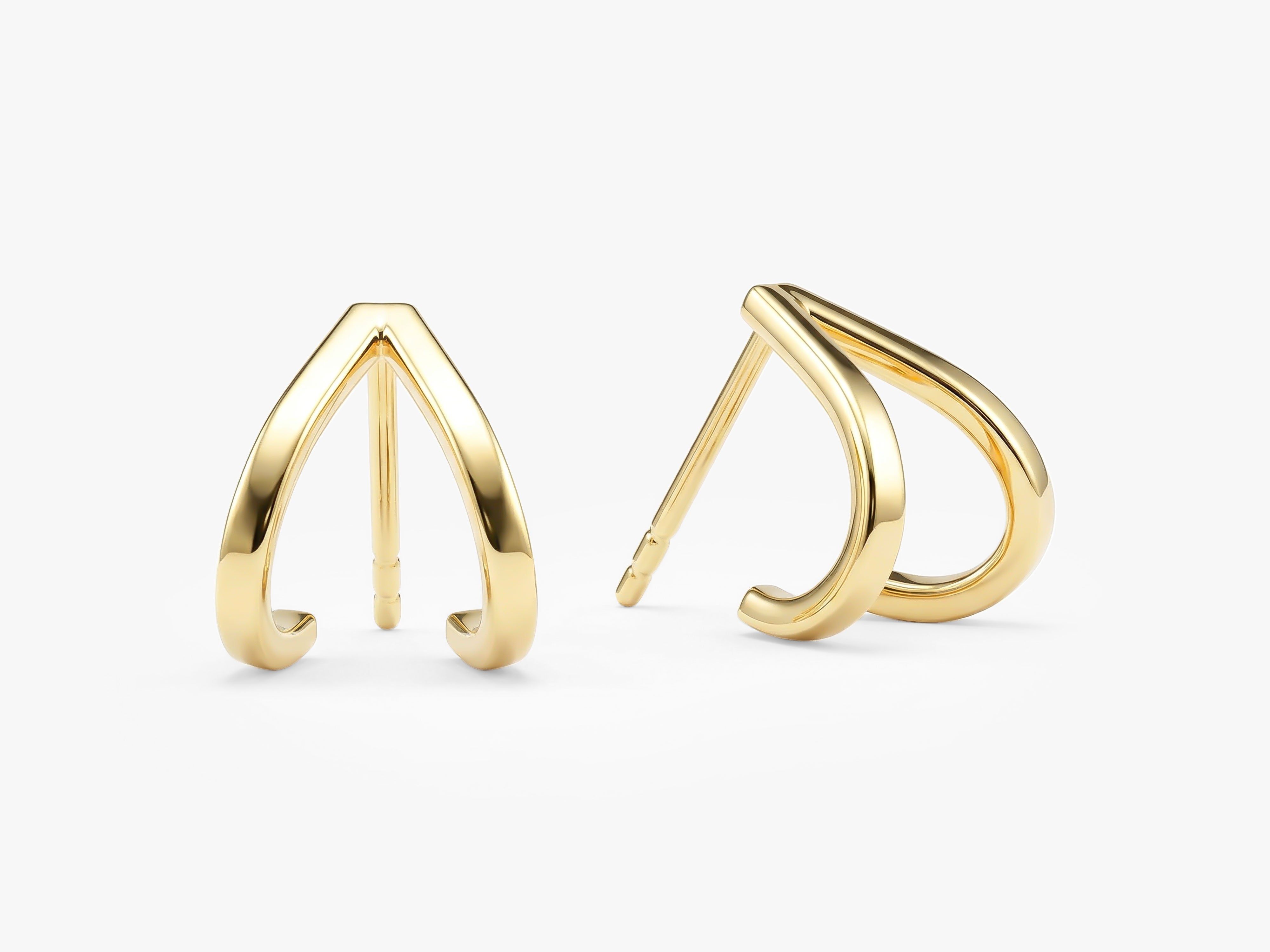 Double Band Huggie Hoops