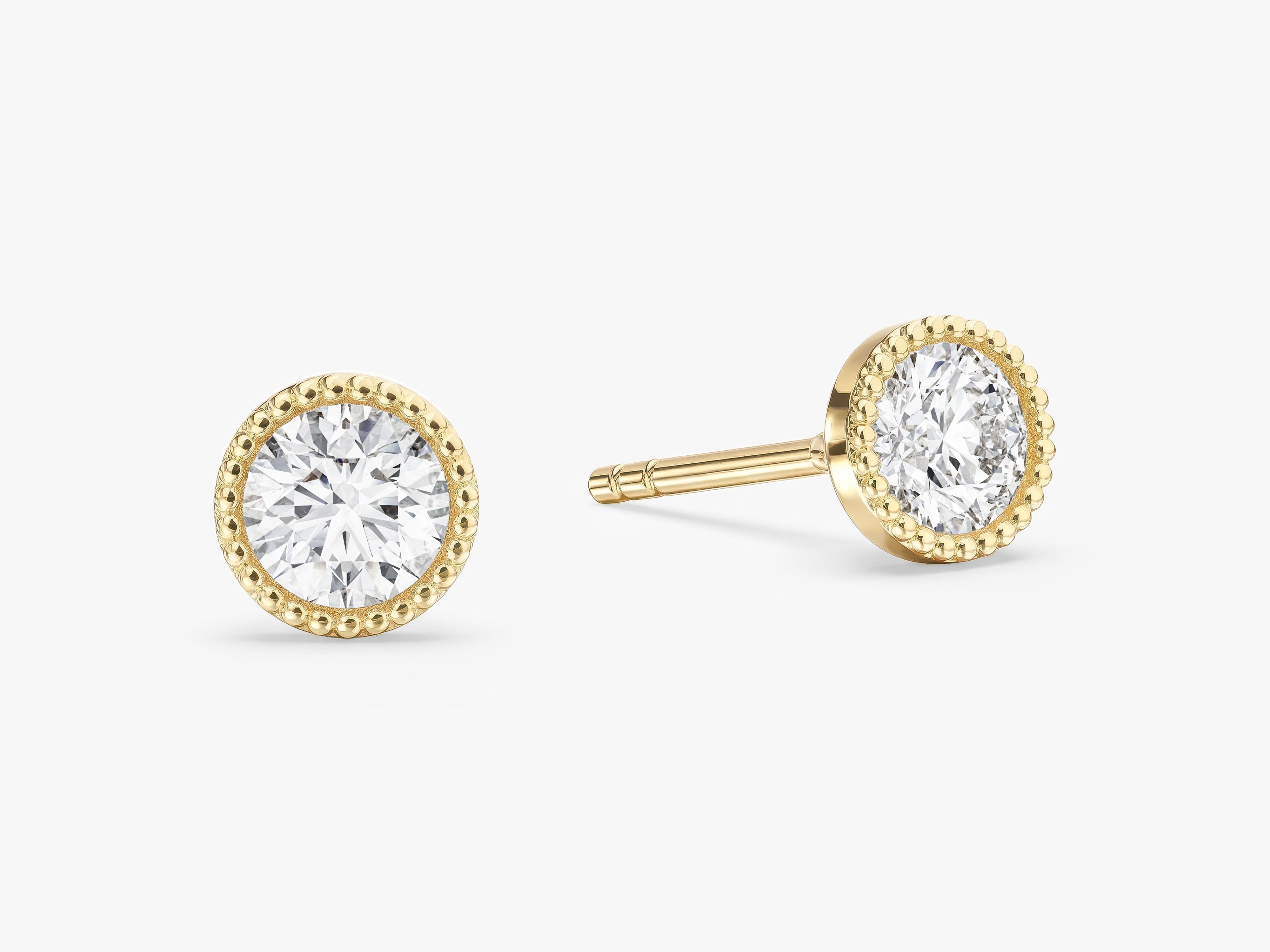 Milgrain Bezel Stud Earrings (0.50 ct tw)