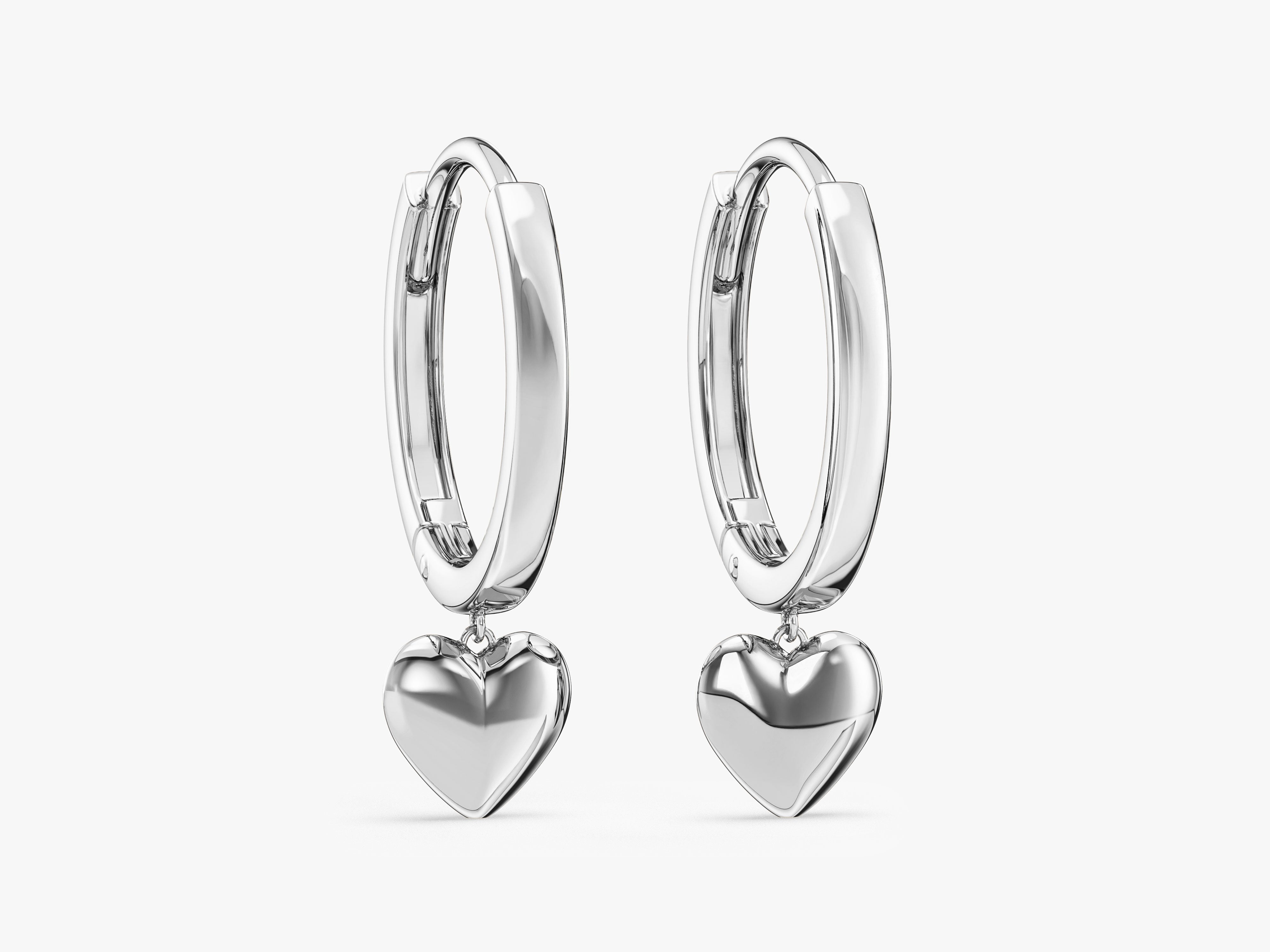 Heart Dangle Huggie Hoops