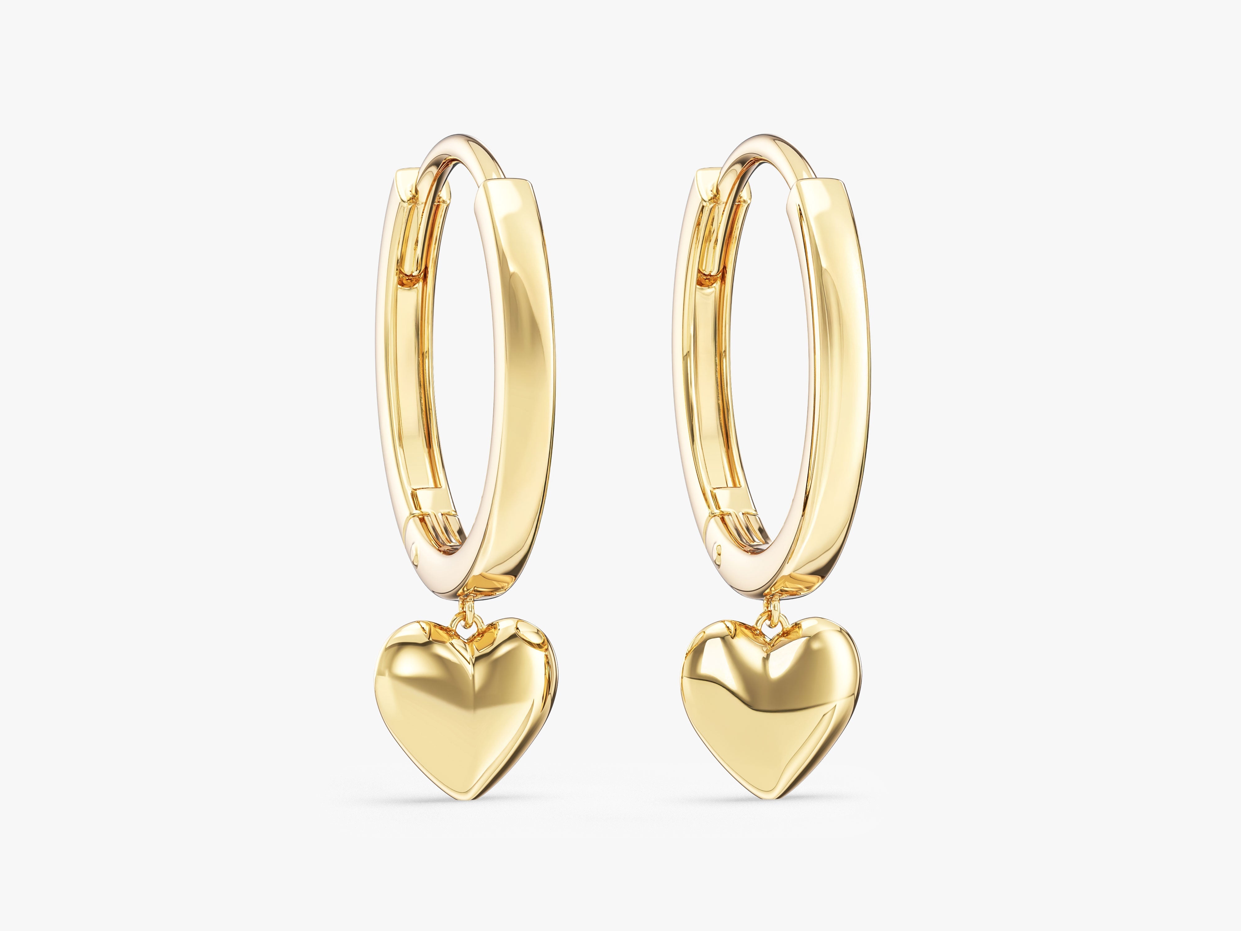 Heart Dangle Huggie Hoops