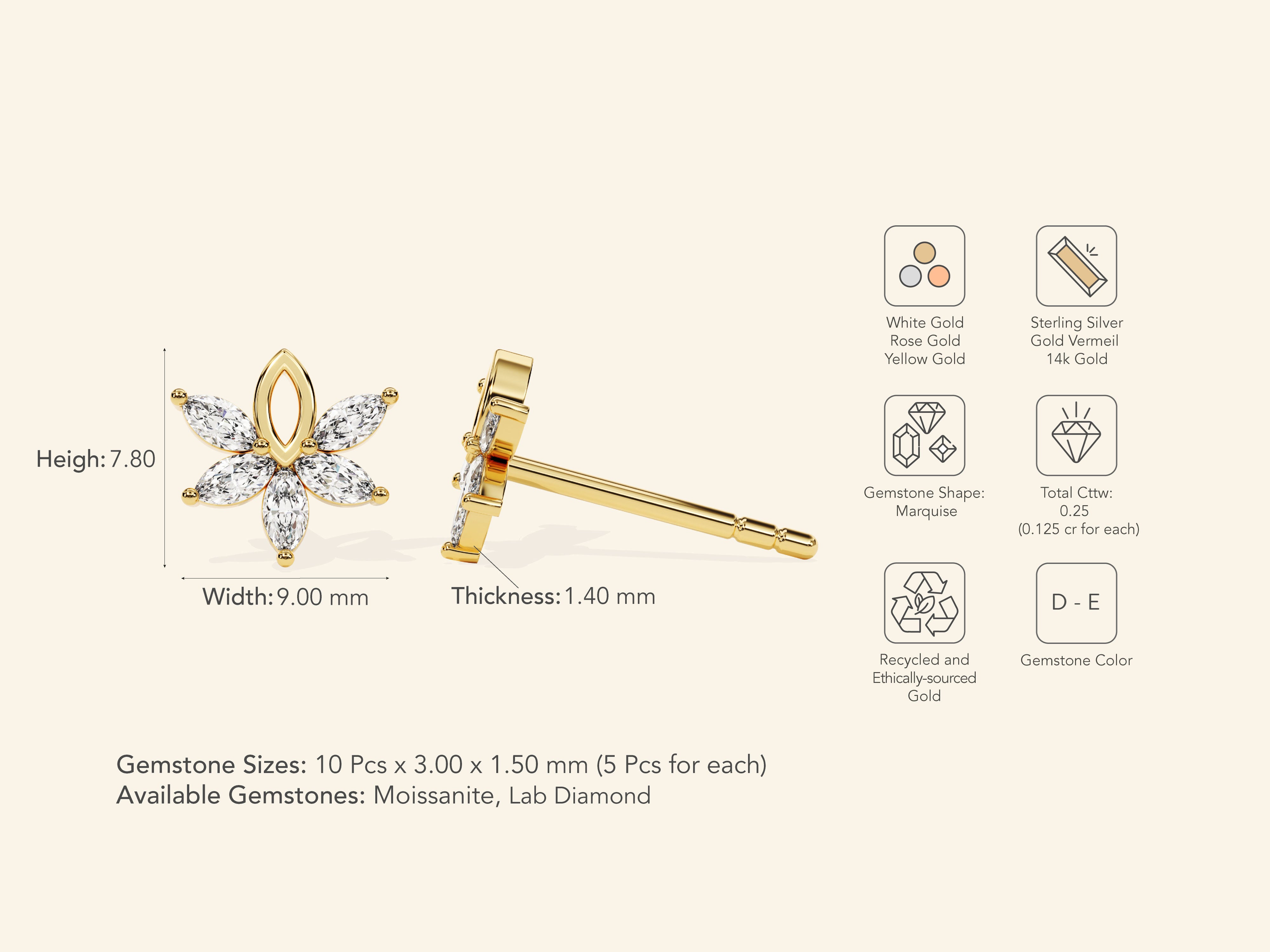 Marquise Flower Earrings