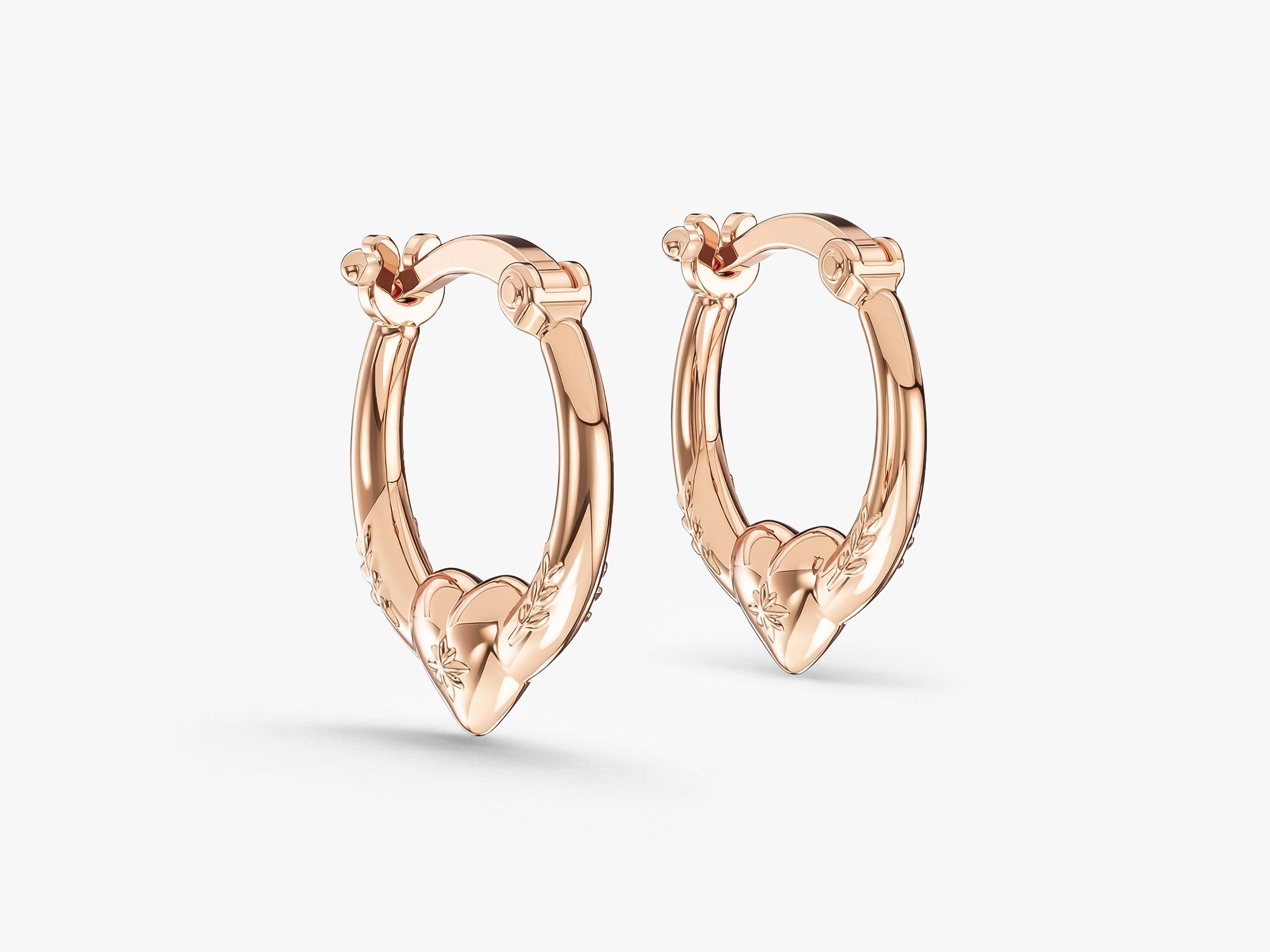 Heart Accent Huggie Hoops
