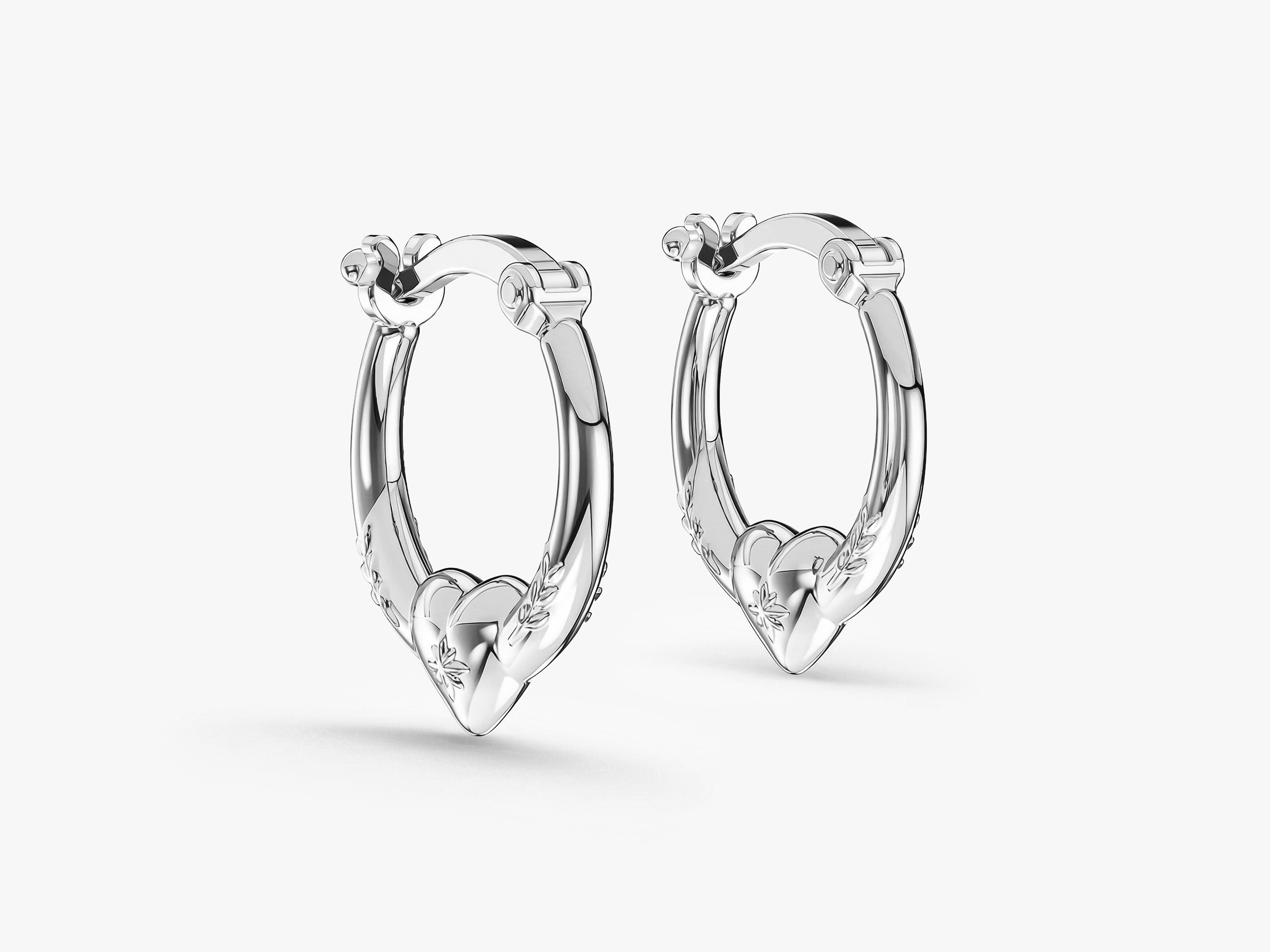 Heart Accent Huggie Hoops