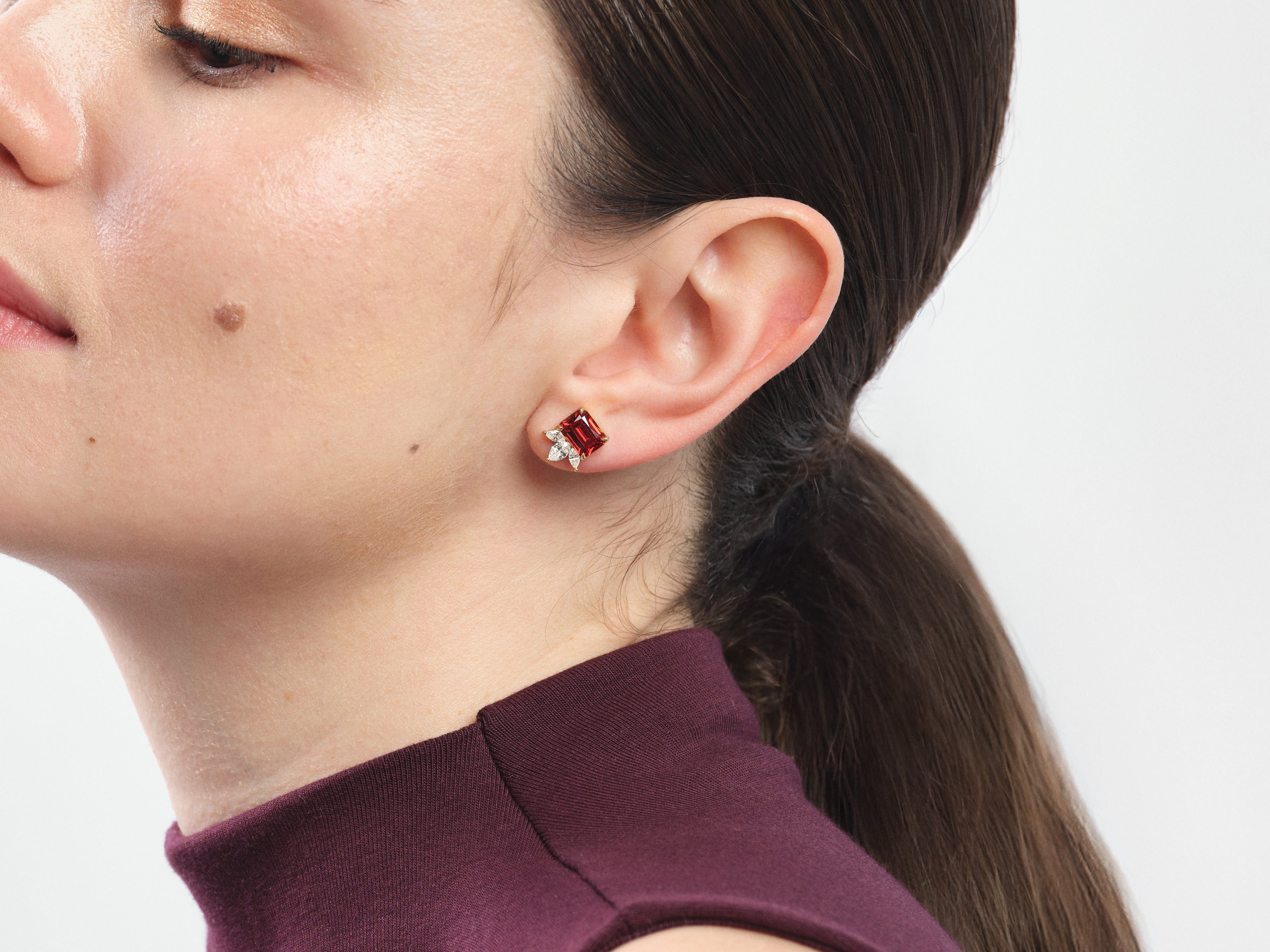 Emerald Cut Birthstone Studs