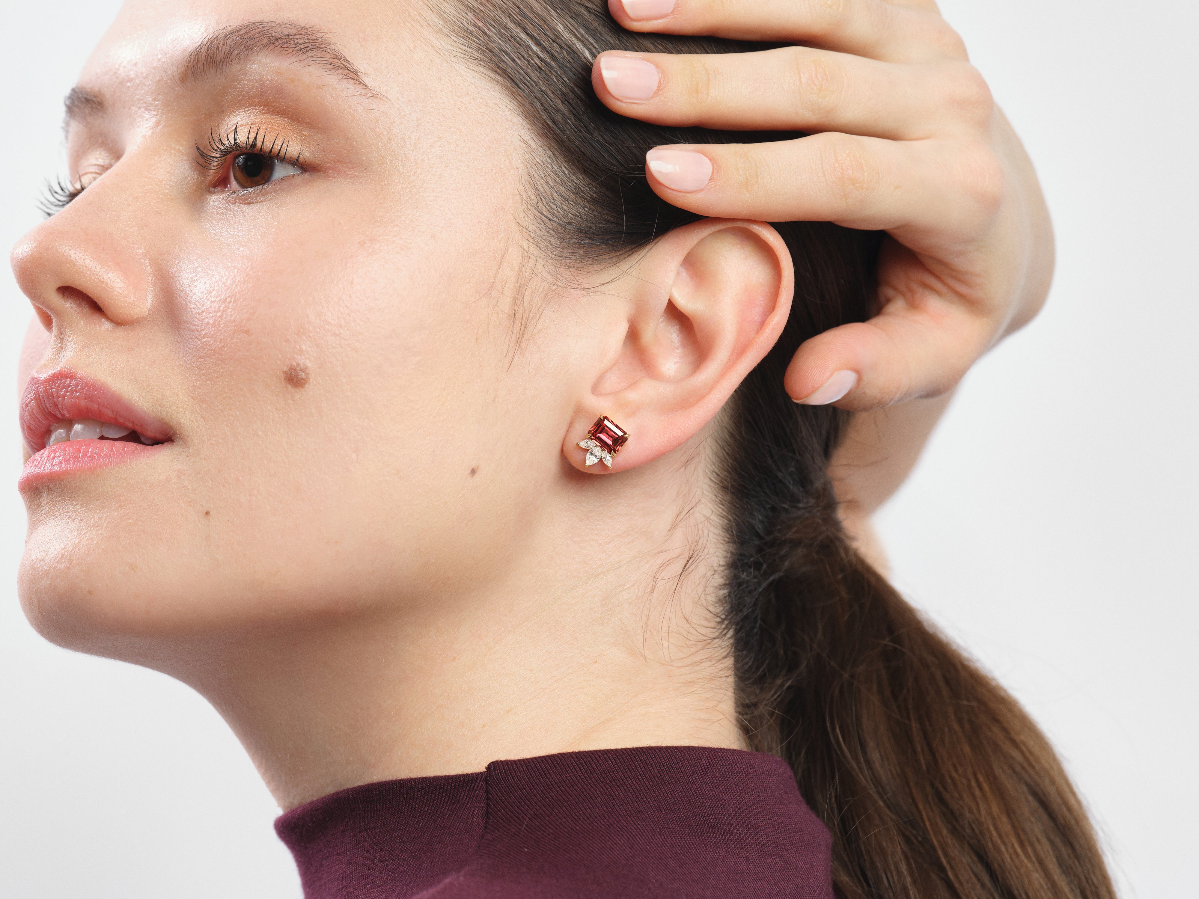 Emerald Cut Birthstone Studs