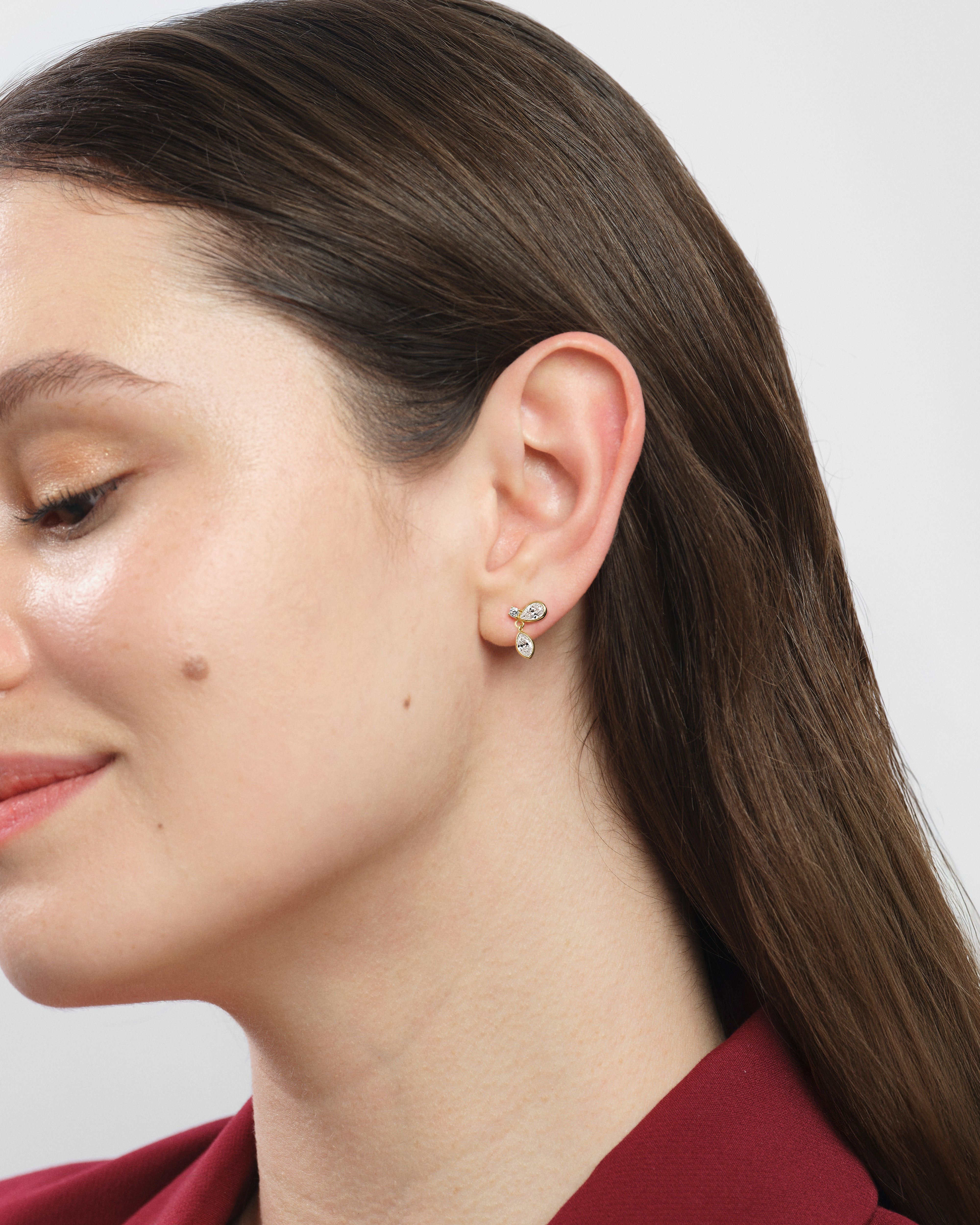 Teardrop Bezel Drop Earrings