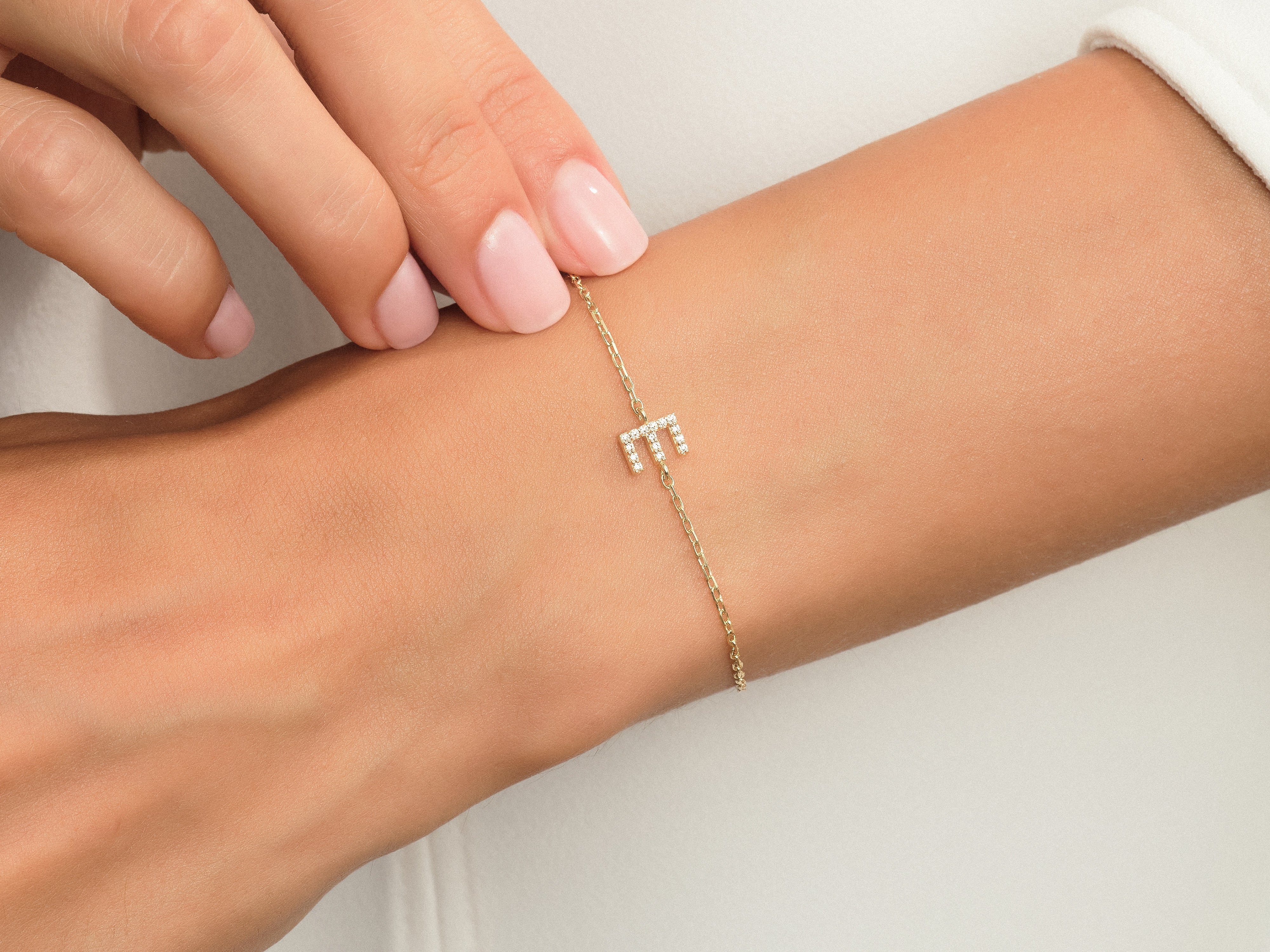 Initial Bracelet with Stones