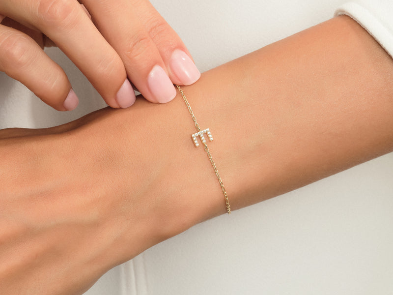 Initial Bracelet with Stones
