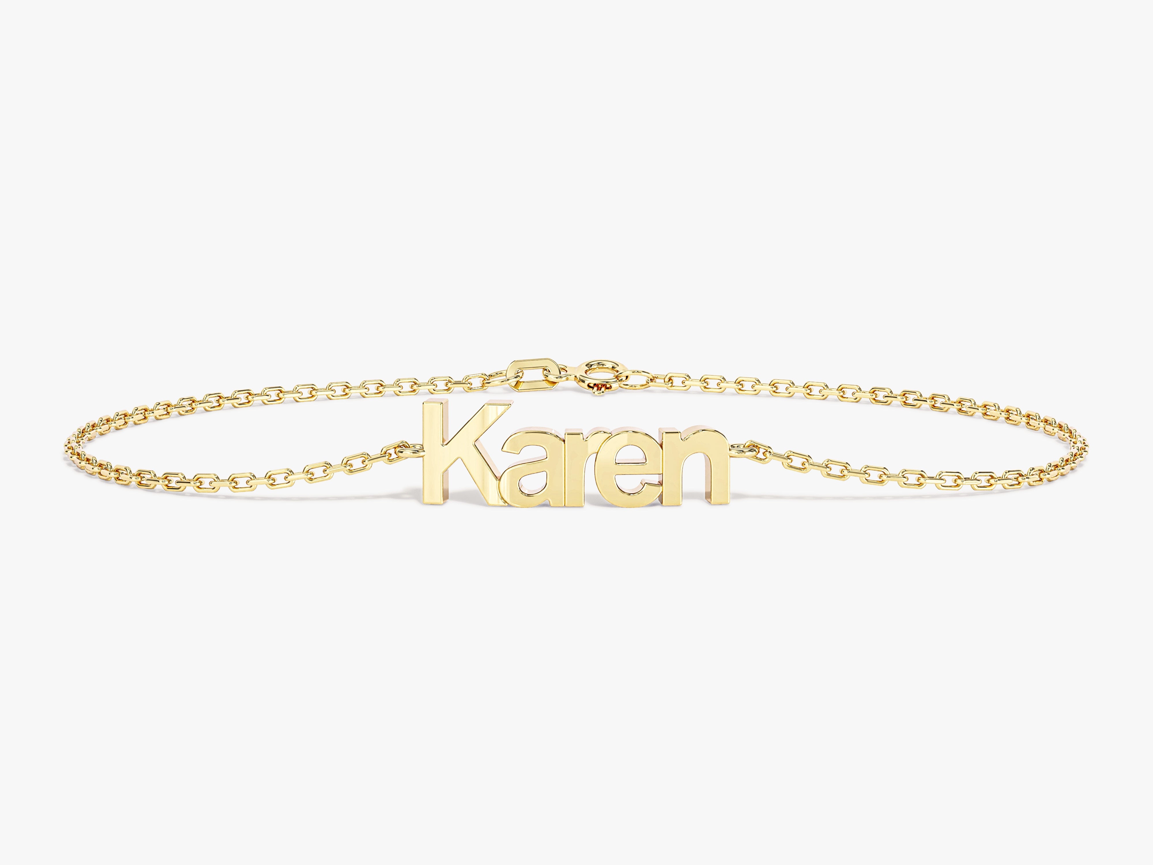 Gold name bracelet Karen personalized jewelry gift