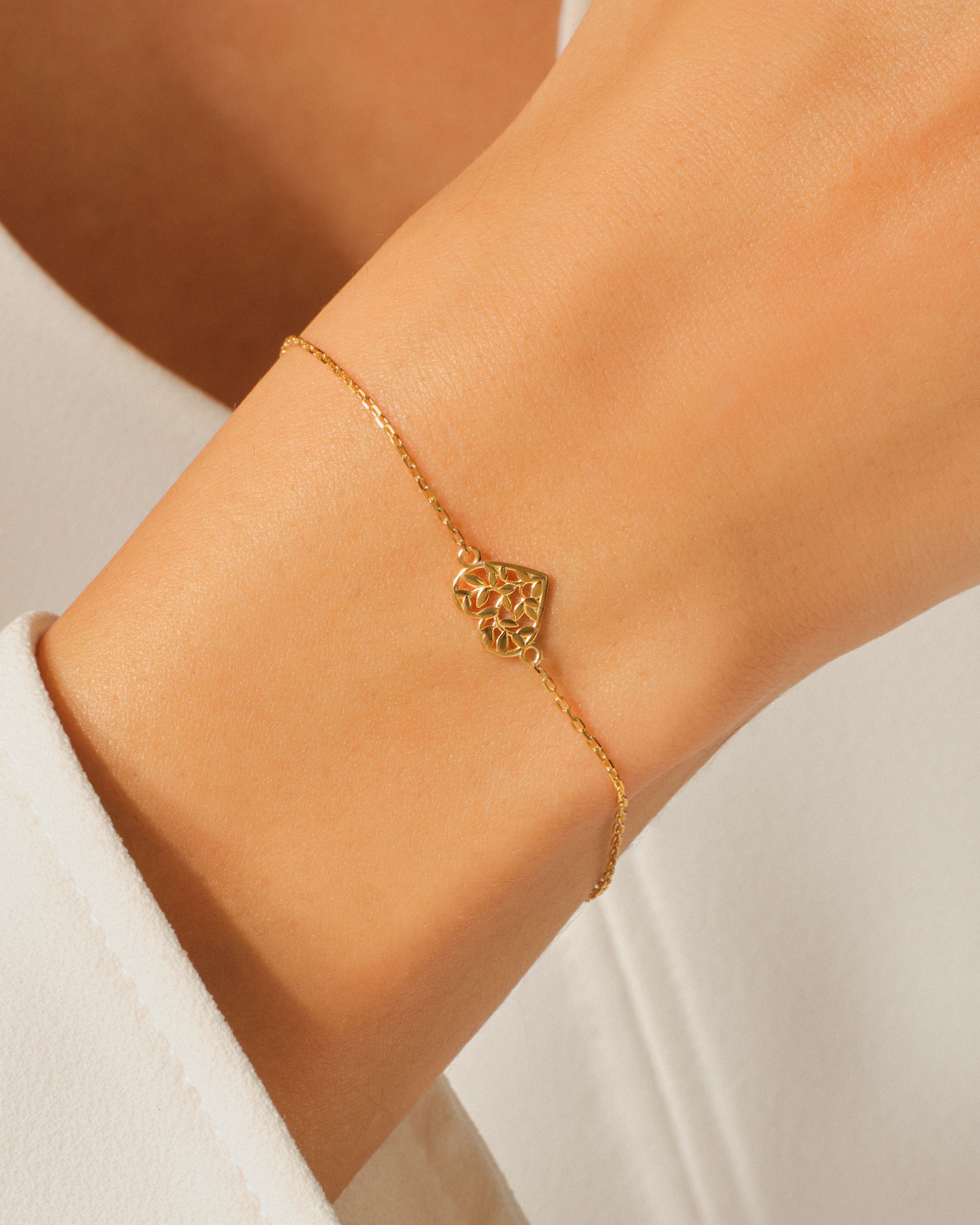 Heart Leaf Charm Bracelet