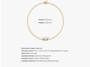 Gold chain bracelet with baguette diamond gemstone