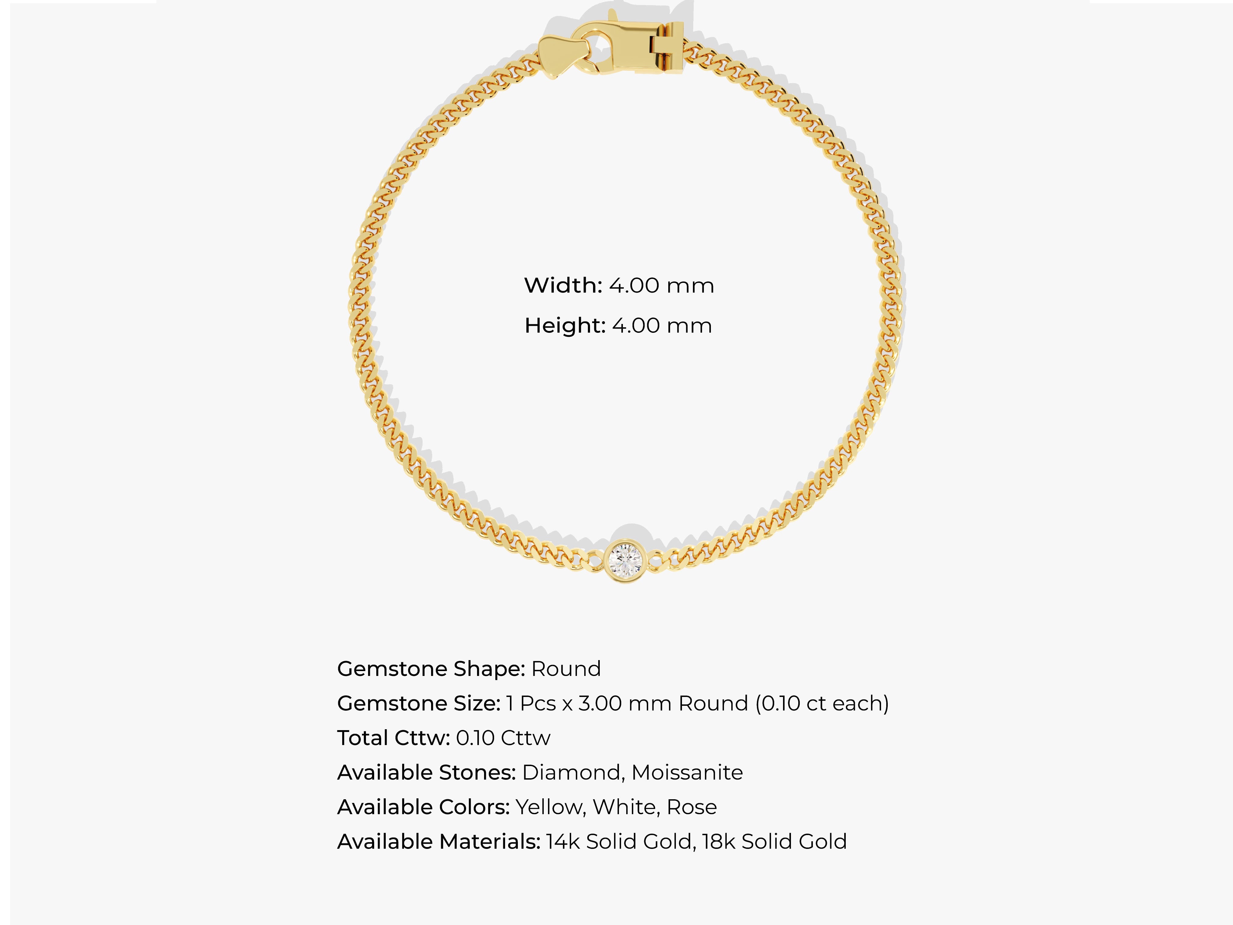 Gold chain bracelet with diamond, jewelry for women