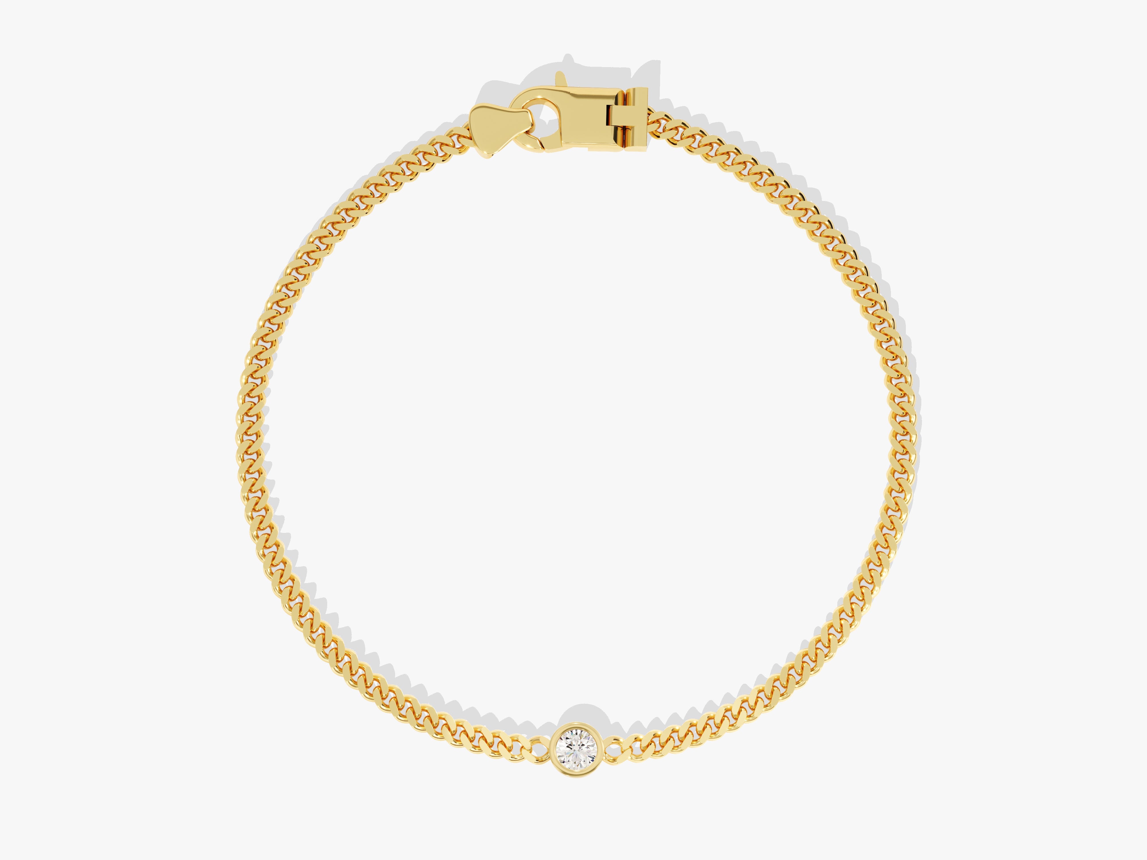 Gold curb chain bracelet with diamond accent from jewelry firm