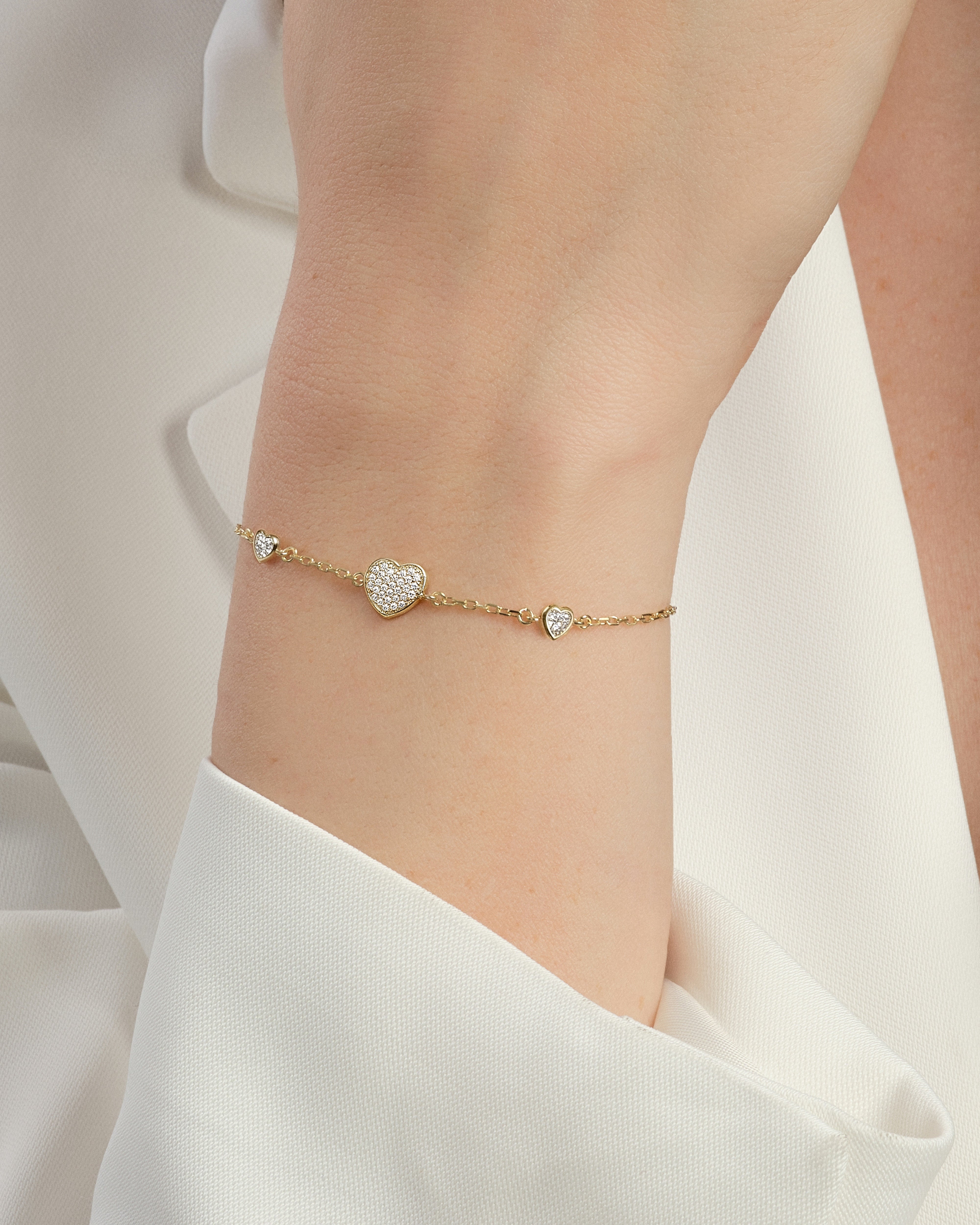 Triple Sparkle Heart Bracelet