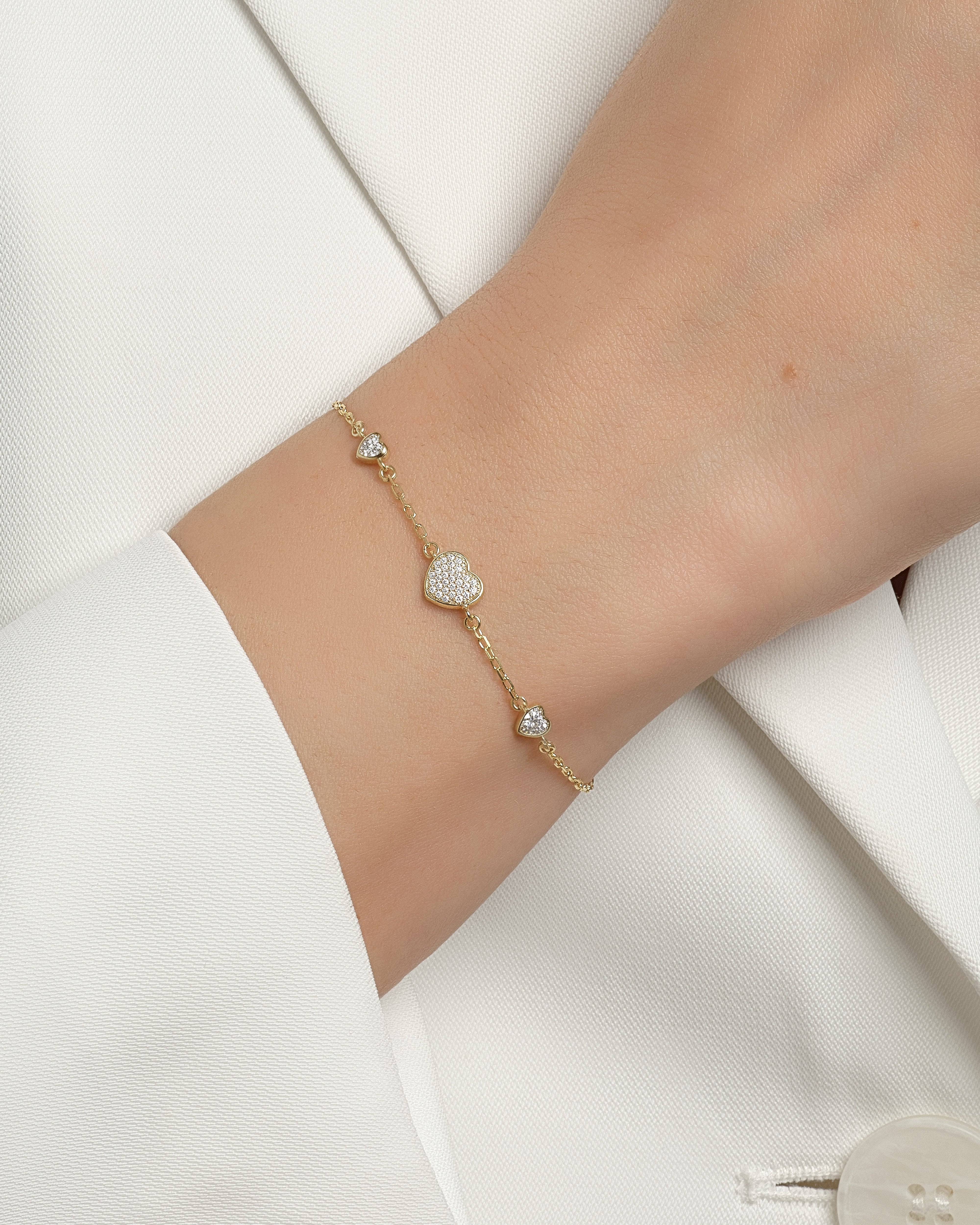 Triple Sparkle Heart Bracelet