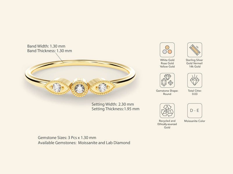 Milgrain Trio Ring