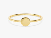Gold disc ring, minimalist jewelry, fine gold band, modern ring design