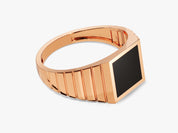 Rose gold signet ring with black onyx gemstone for men