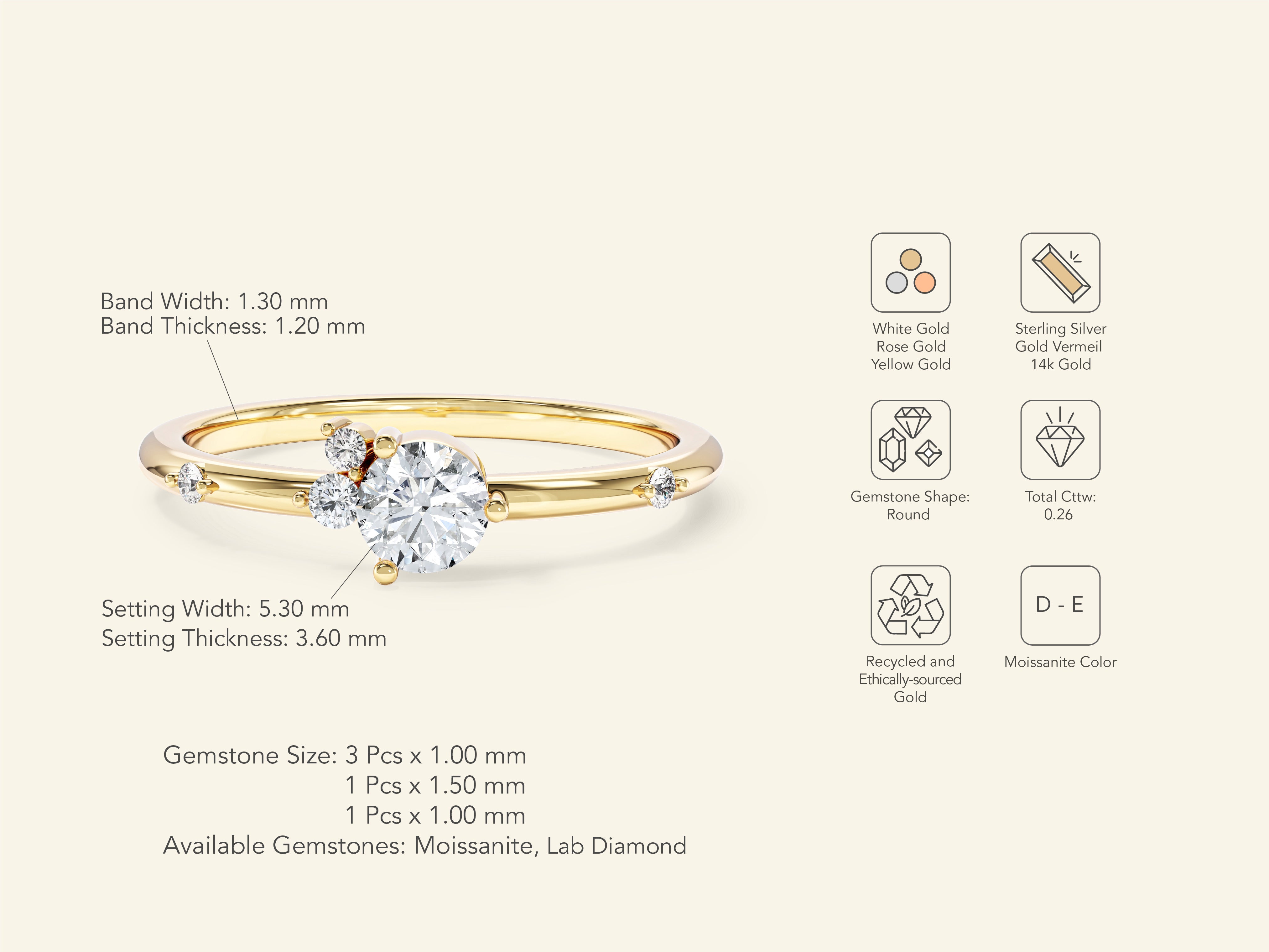Scattered Gemstone Promise Ring