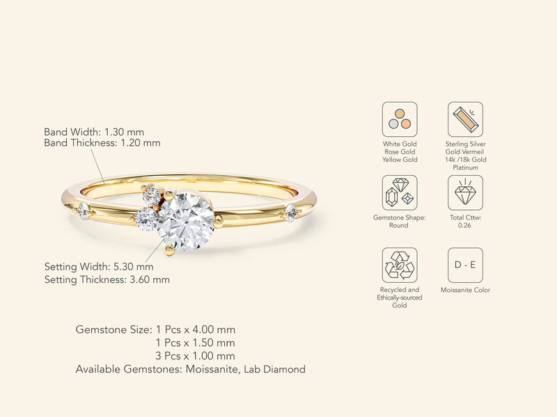 Scattered Gemstone Promise Ring