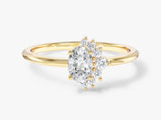Gold oval diamond cluster ring, fine jewelry, engagement ring