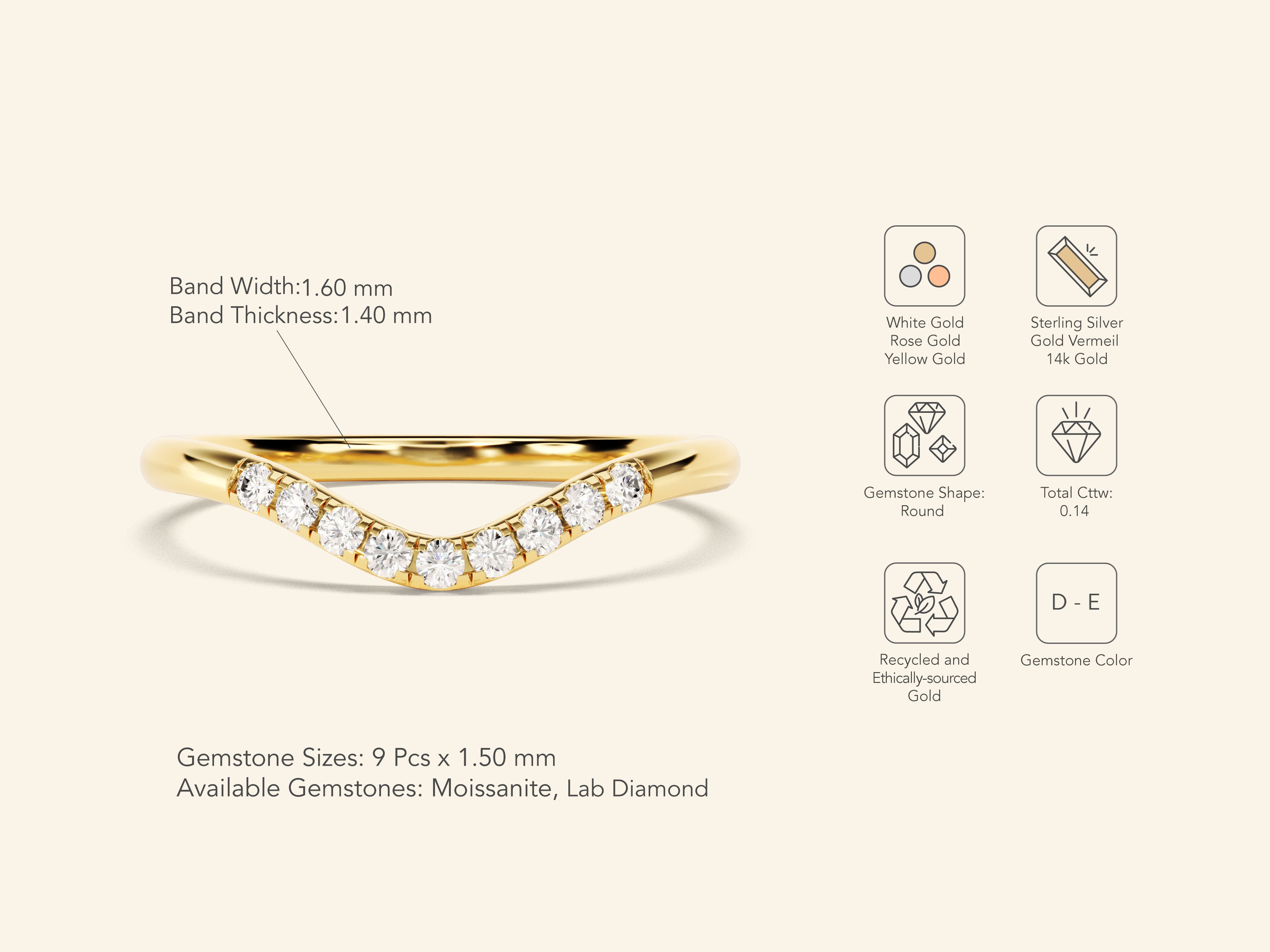 U-Curve Wedding Band