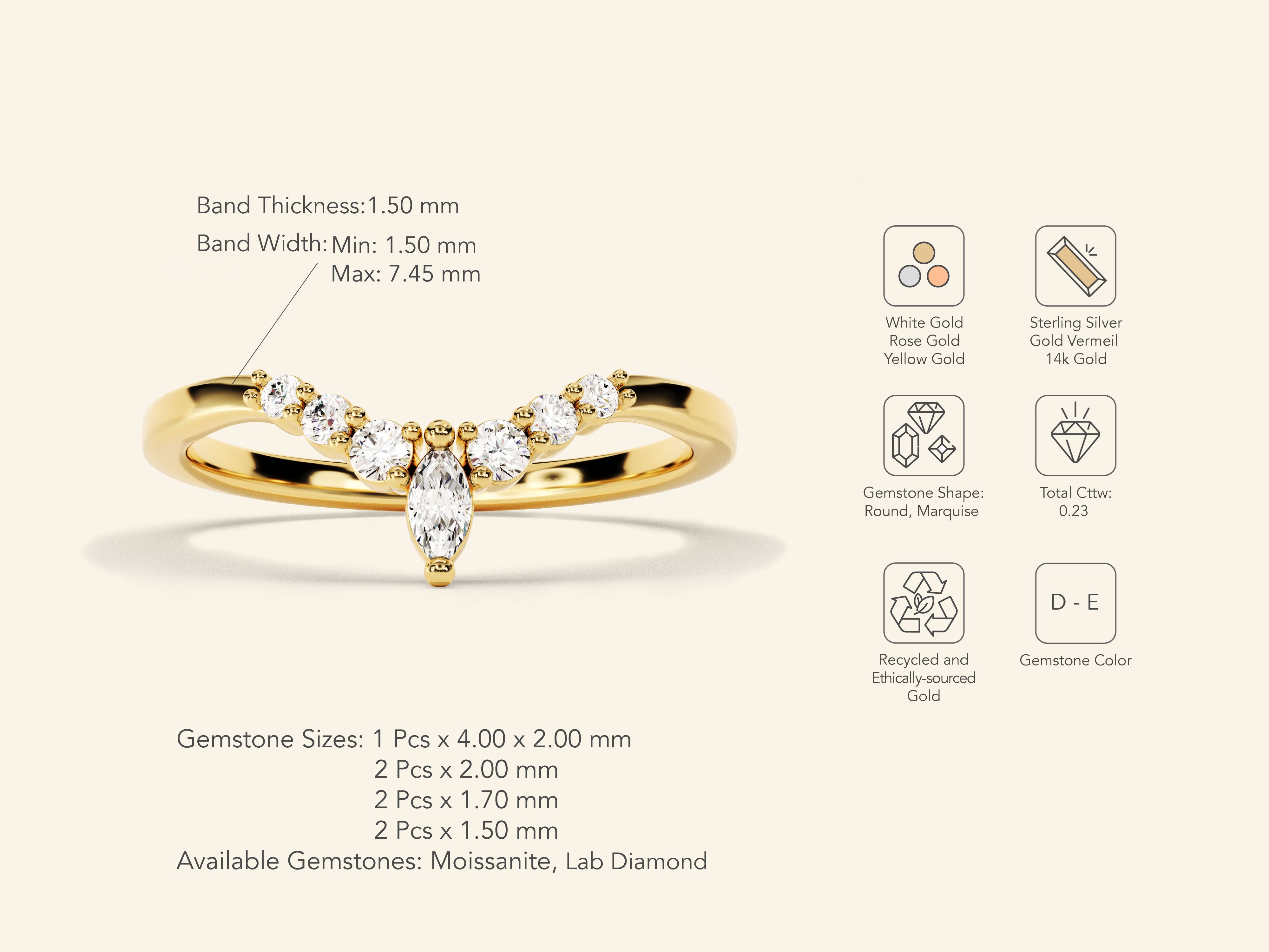Vintage Marquise Wedding Band