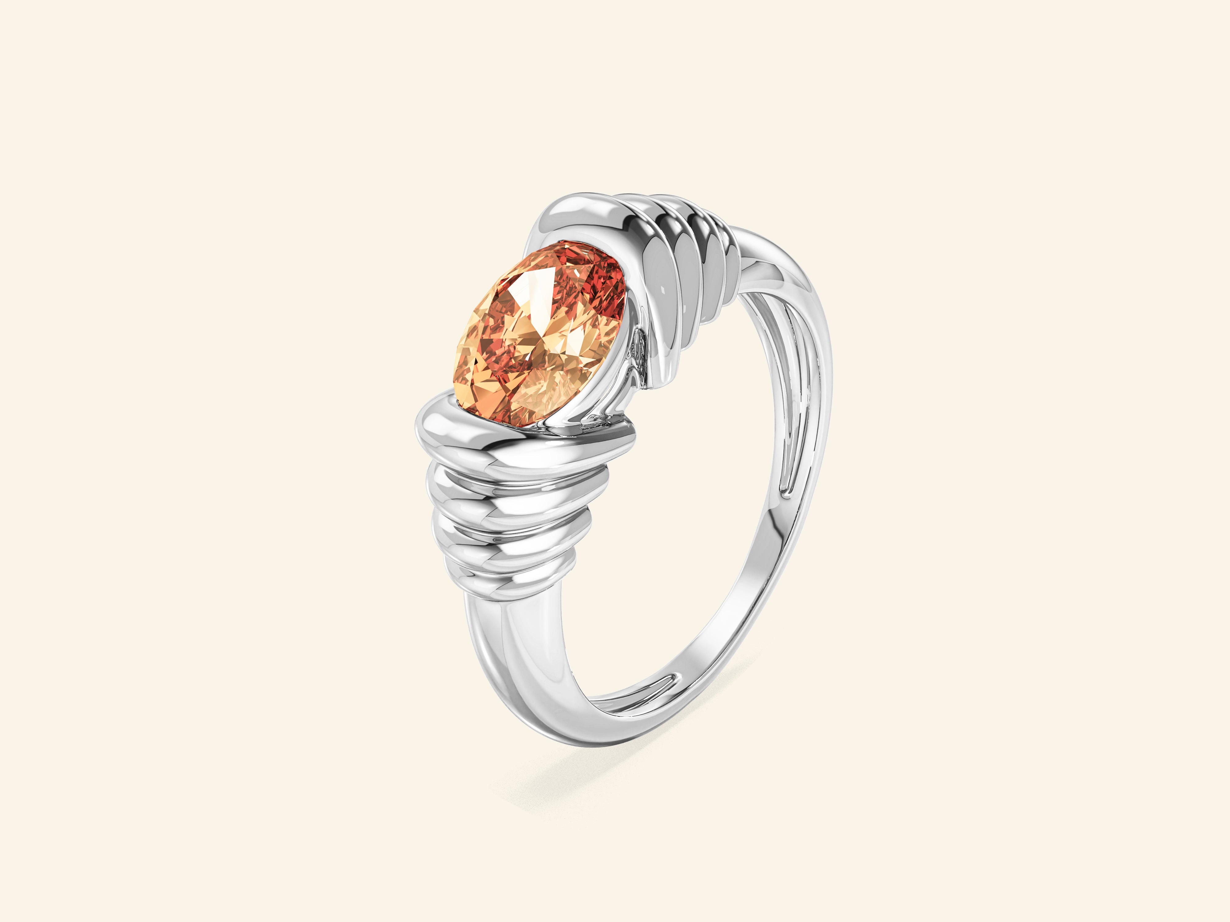 Oval Citrine Promise Ring