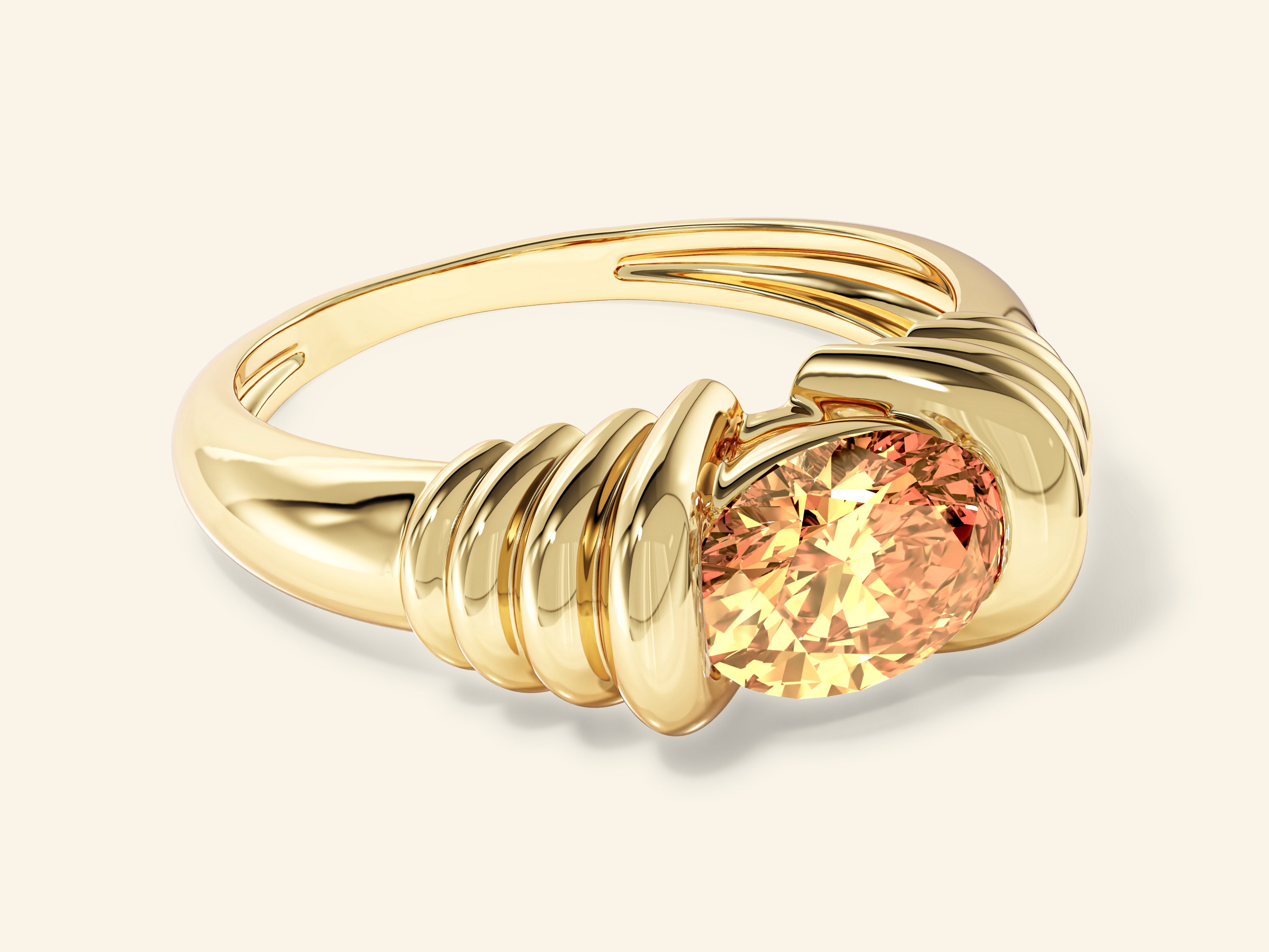 Oval Citrine Promise Ring