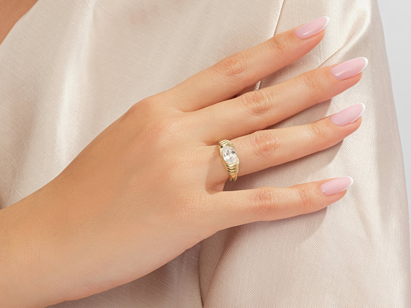 Oval Gemstone Promise Ring
