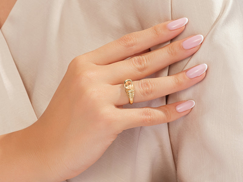 Oval Citrine Promise Ring