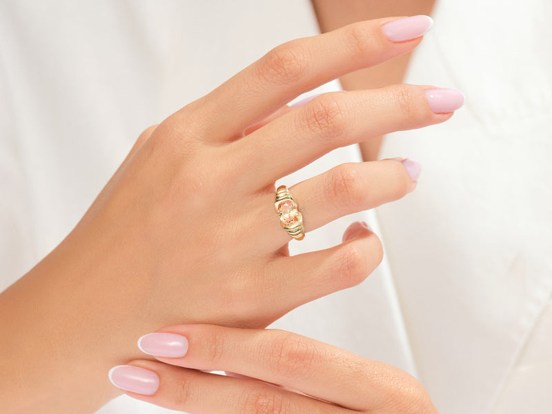 Oval Citrine Promise Ring