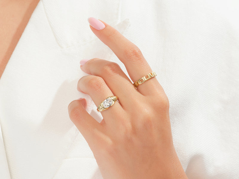 Oval Gemstone Promise Ring