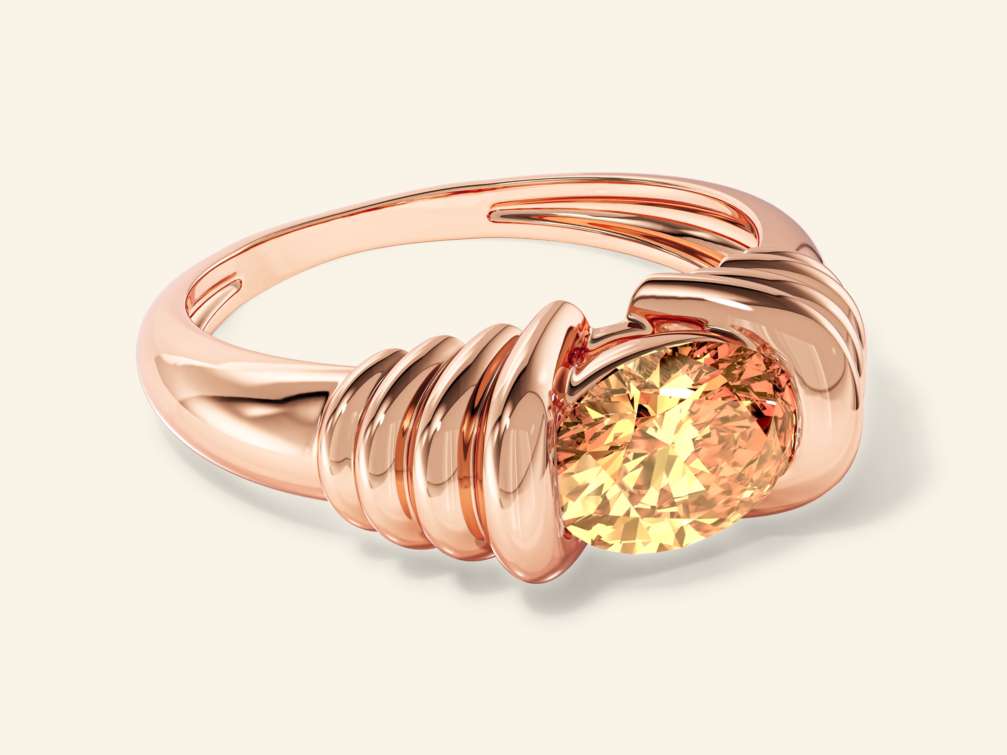 Oval Citrine Promise Ring