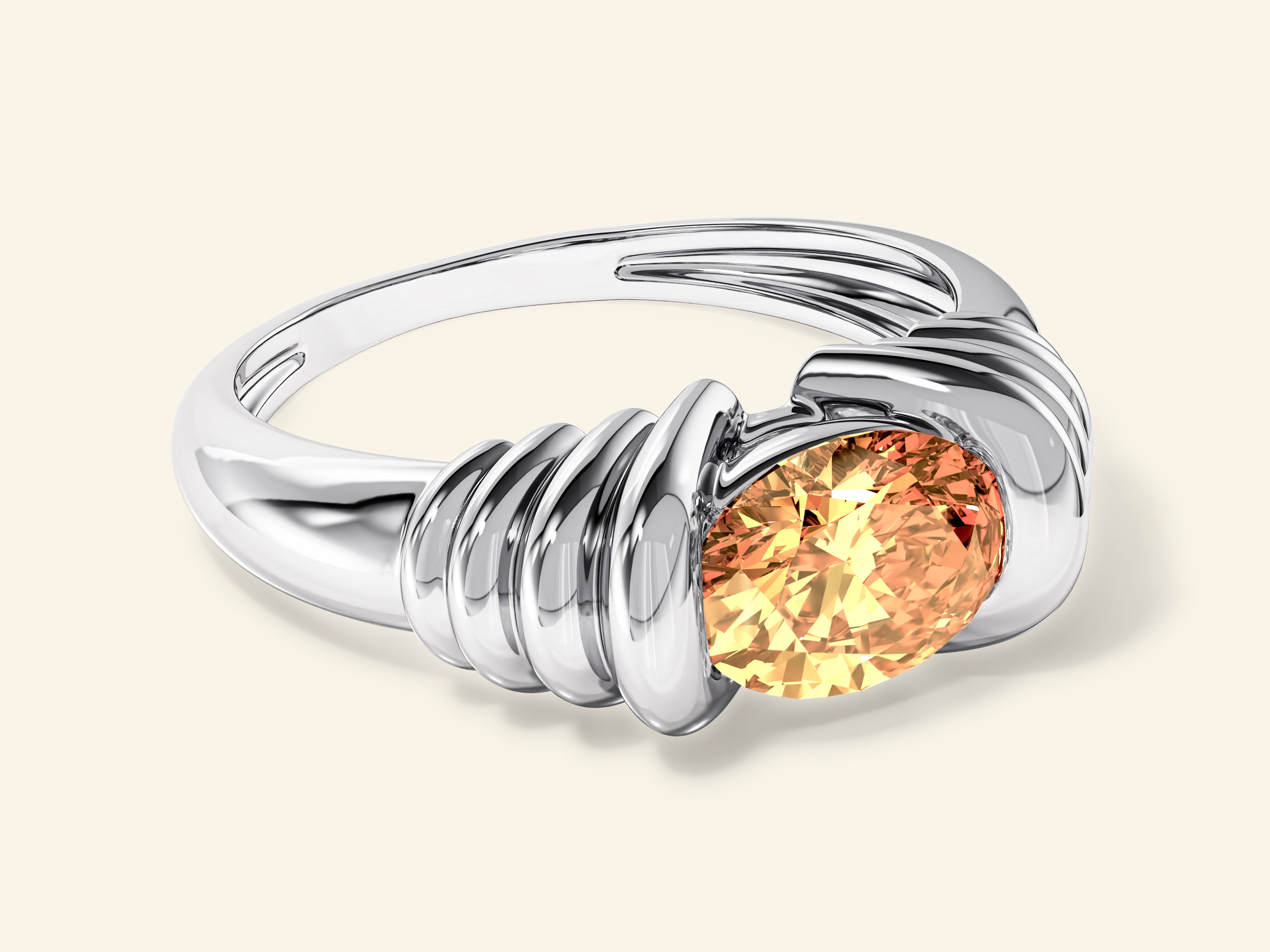 Oval Citrine Promise Ring