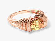 Rose gold ring with yellow gemstone, fine jewelry