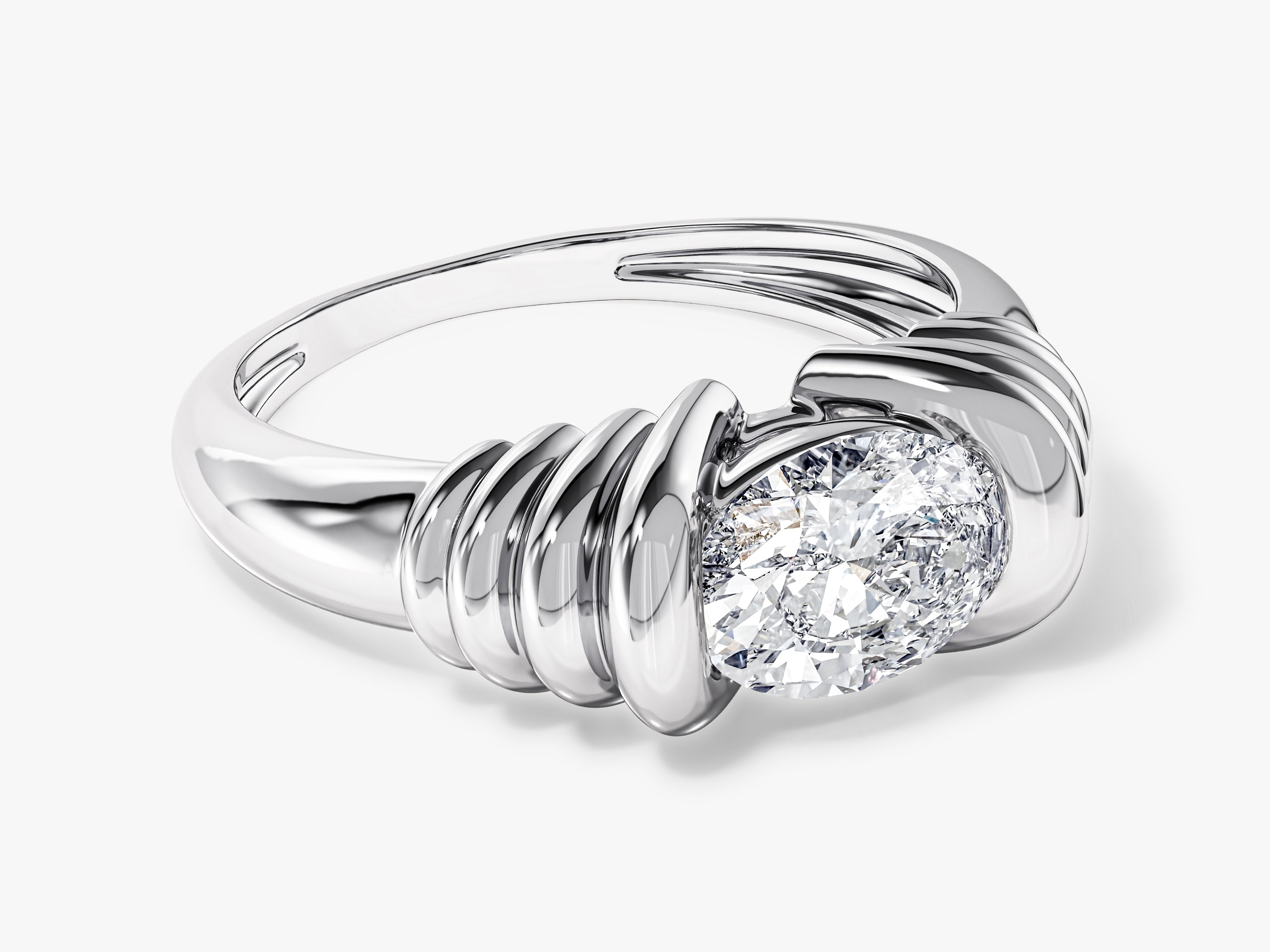 Diamond engagement ring with unique twisted band from jewelry firm