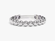Silver beaded ring with blank plaque for engraving